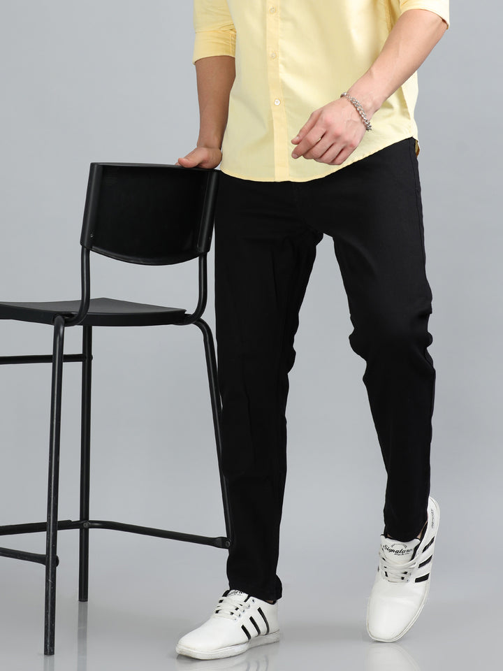 Black Solid Slim Fit Jeans Jeans Bushirt