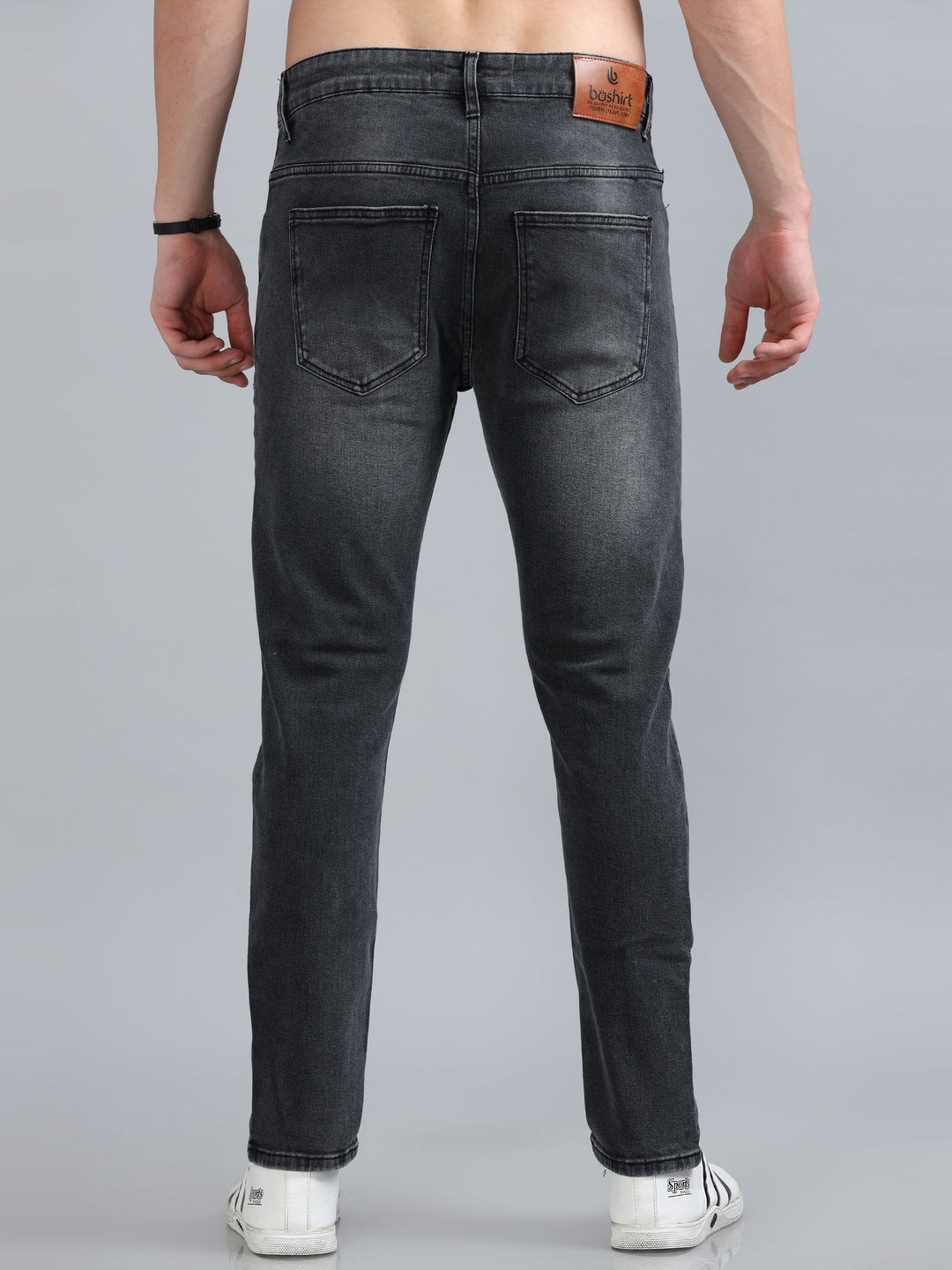 Charcoal Grey Solid Slim Fit Jeans Jeans Bushirt