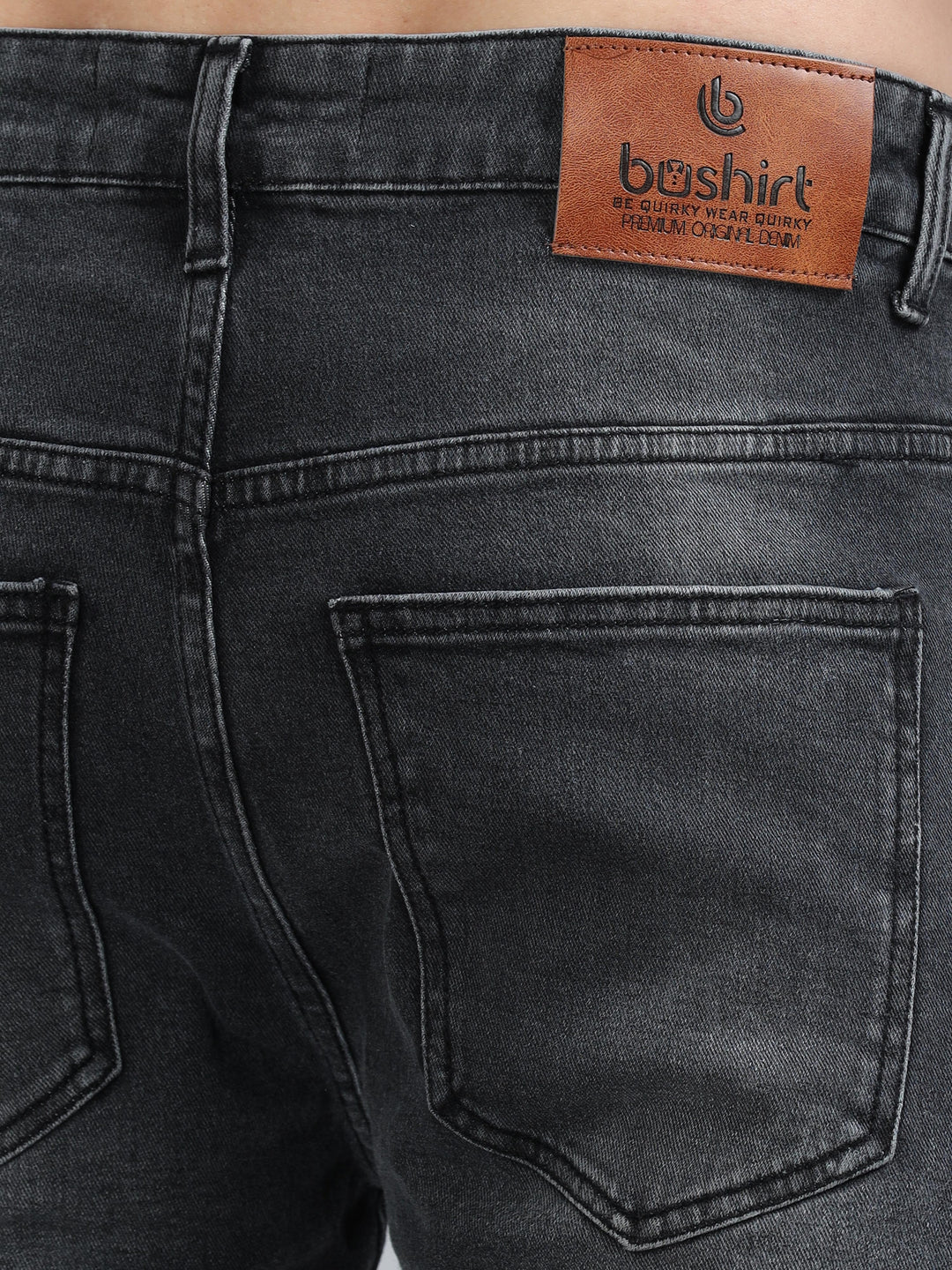 Charcoal Grey Solid Slim Fit Jeans Jeans Bushirt