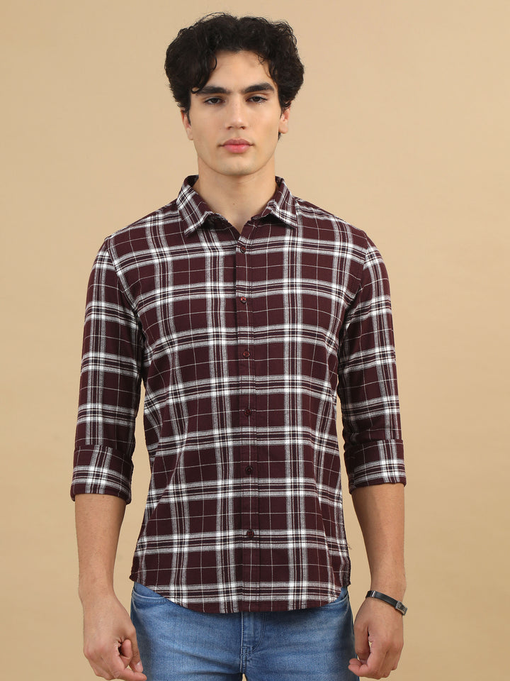 Plaid Fusion Tuscan Red Checks Shirt Checks Shirt Bushirt