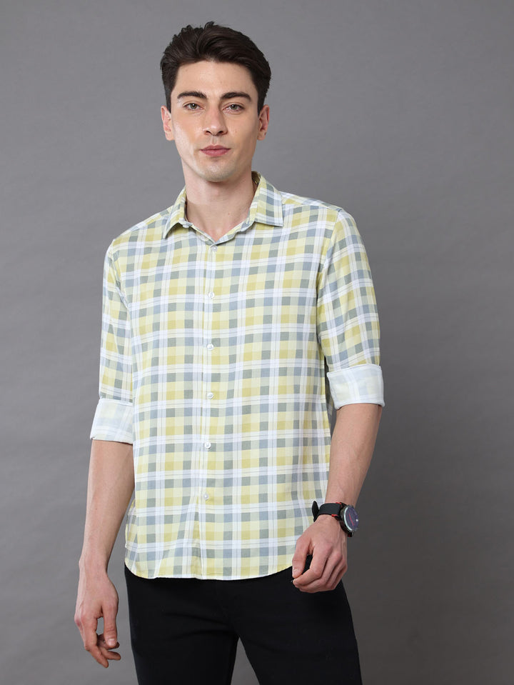 Pale Yellow Checks Shirt Checks Shirt Bushirt