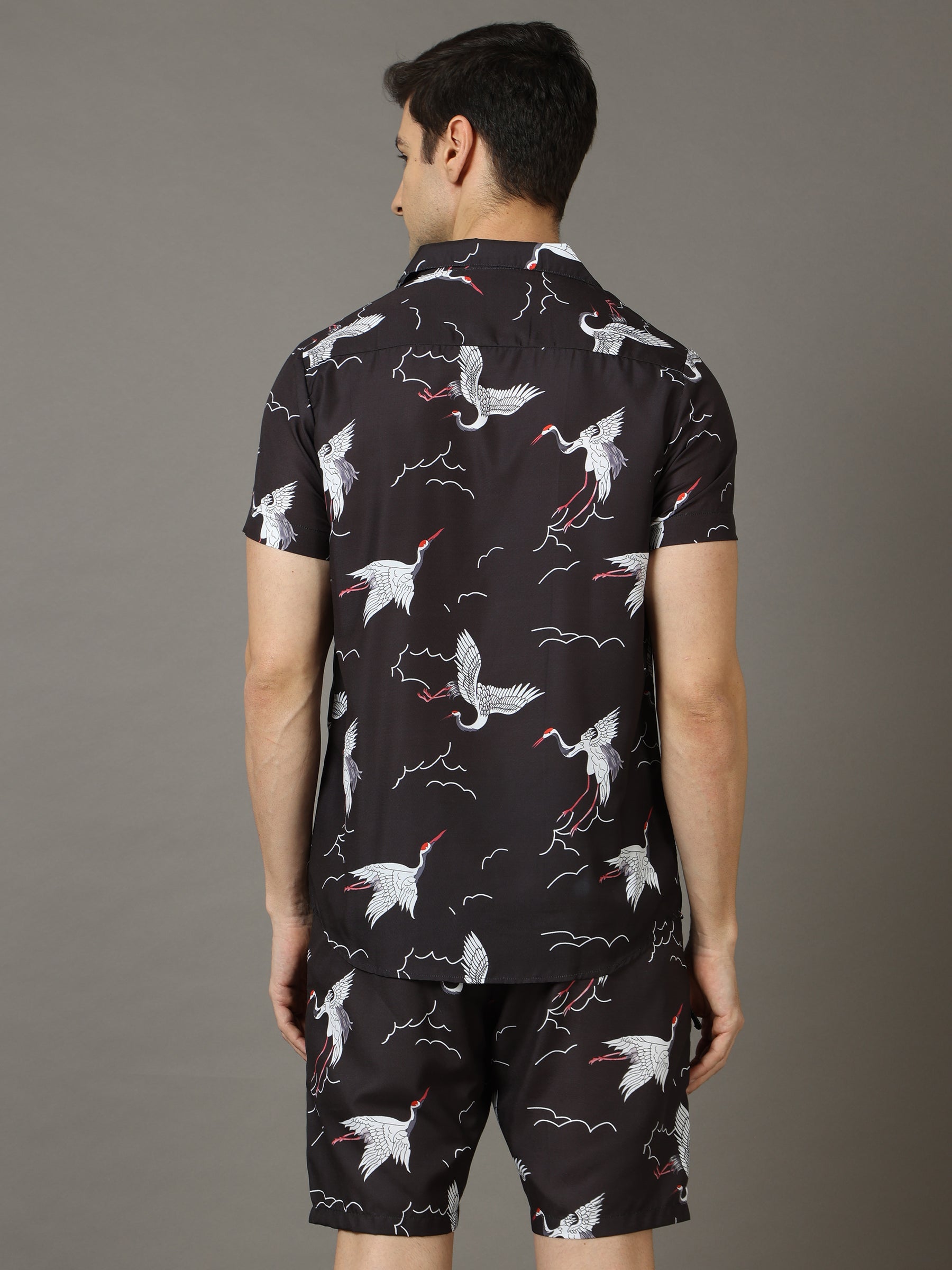 Flamingo Black Co-Ords Co-Ords Bushirt