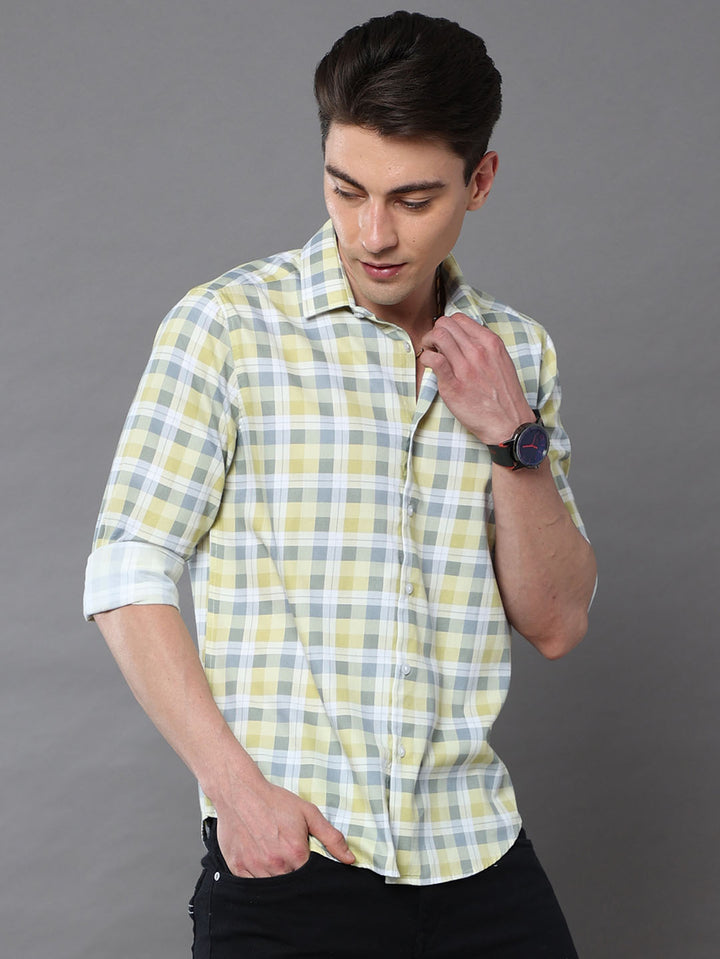 Pale Yellow Checks Shirt Checks Shirt Bushirt