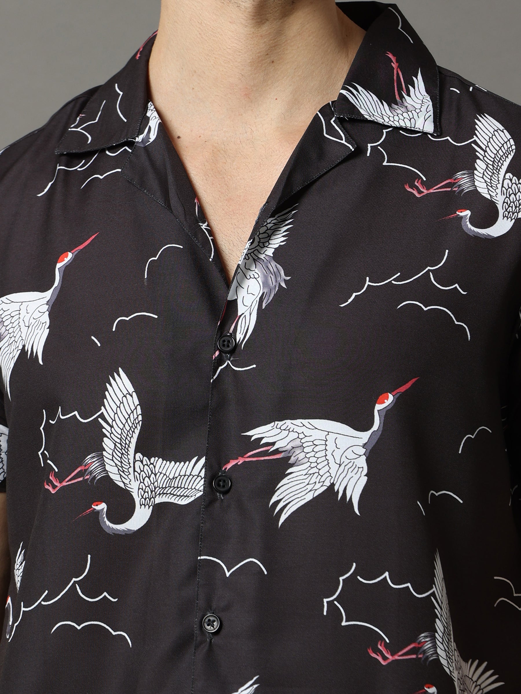 Flamingo Black Co-Ords Co-Ords Bushirt