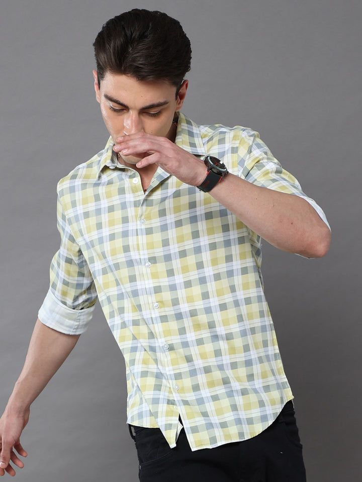Pale Yellow Checks Shirt Checks Shirt Bushirt