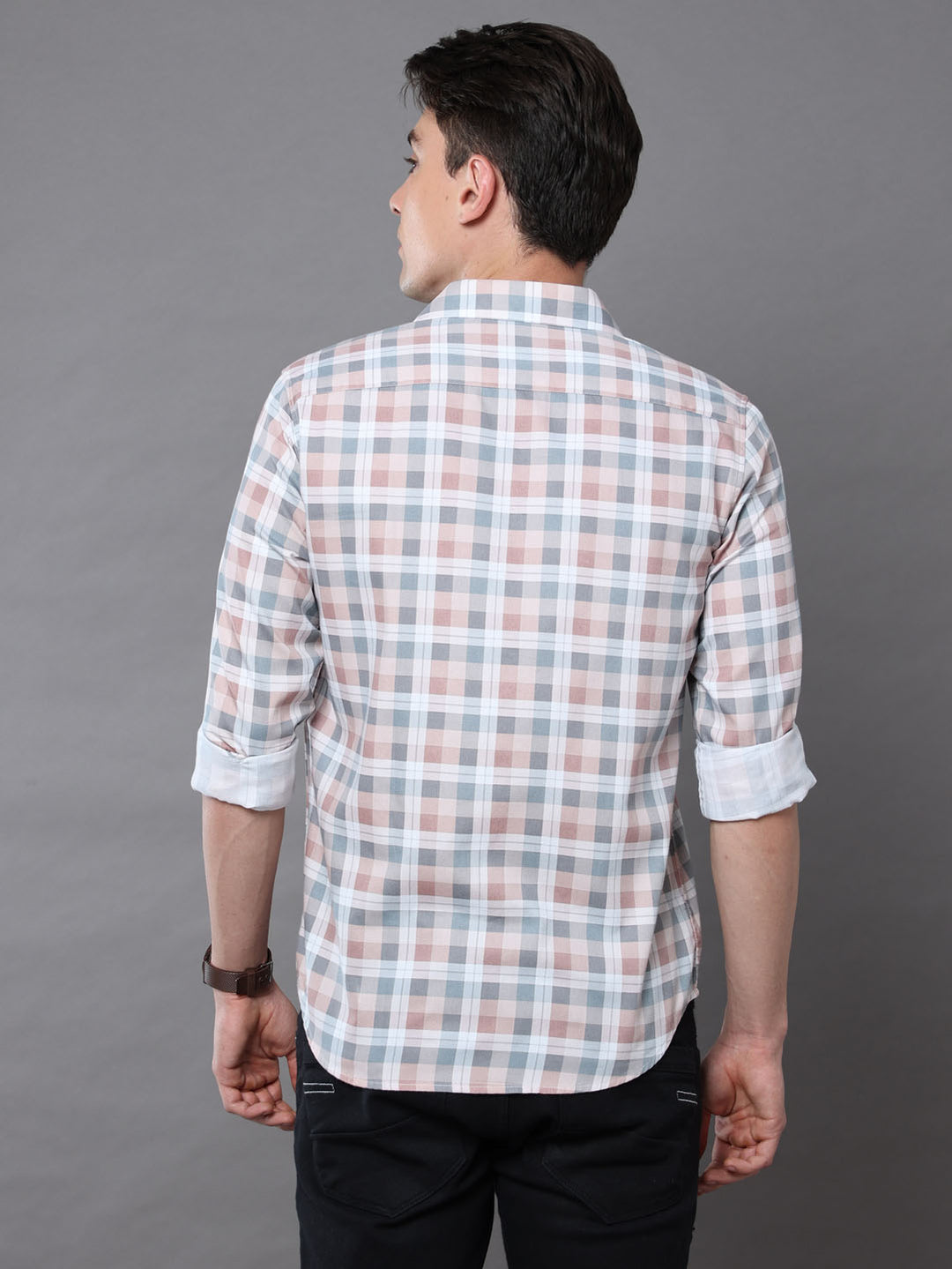 Brown Metal Checks Shirt Checks Shirt Bushirt