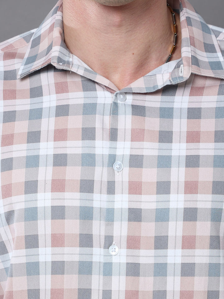 Brown Metal Checks Shirt Checks Shirt Bushirt