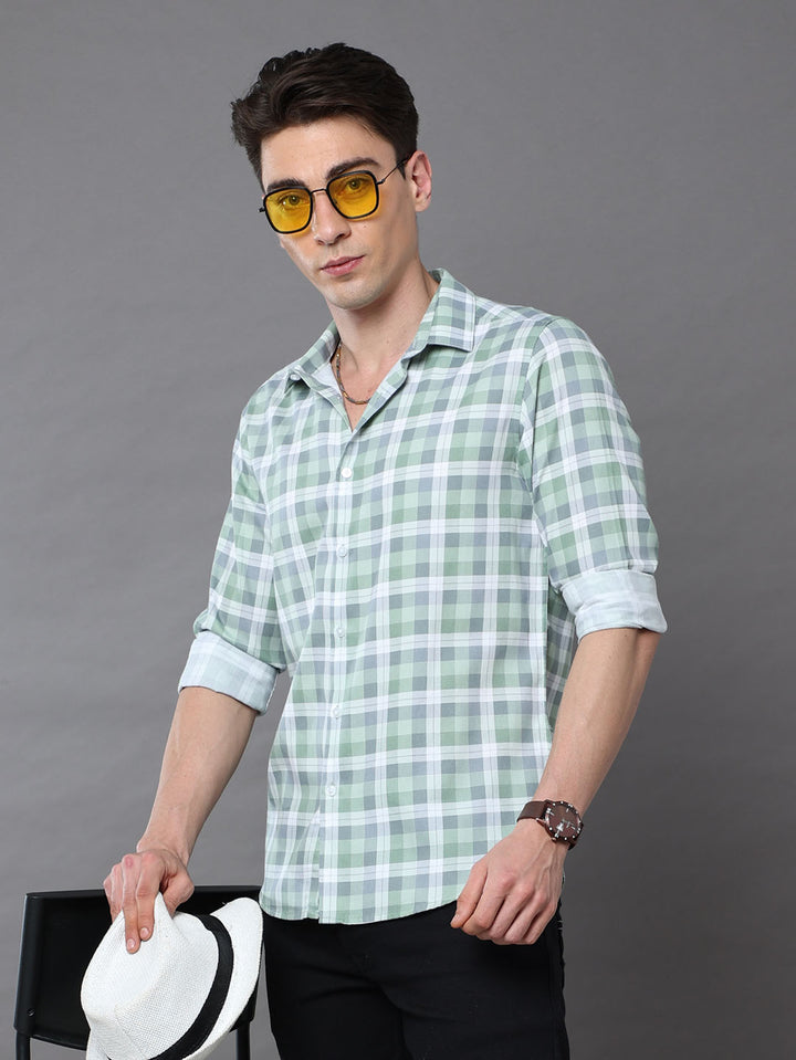 Sage Green Checks Shirt Checks Shirt Bushirt