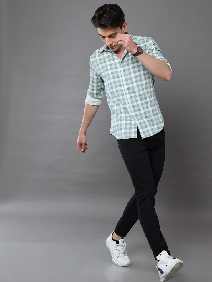 Sage Green Checks Shirt Checks Shirt Bushirt