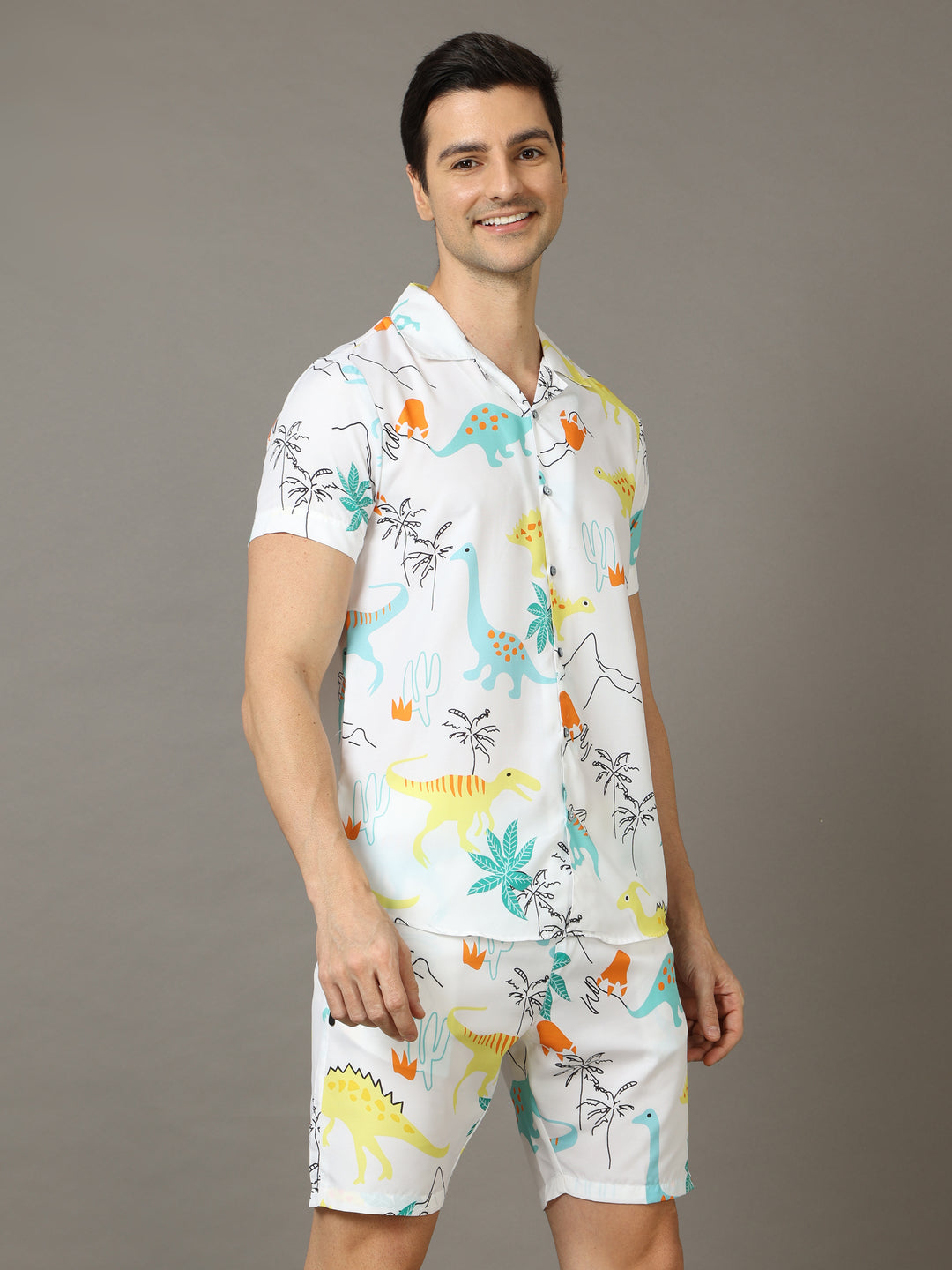 Funny Cartton White Co-Ords Regular Size Co-Ords Bushirt