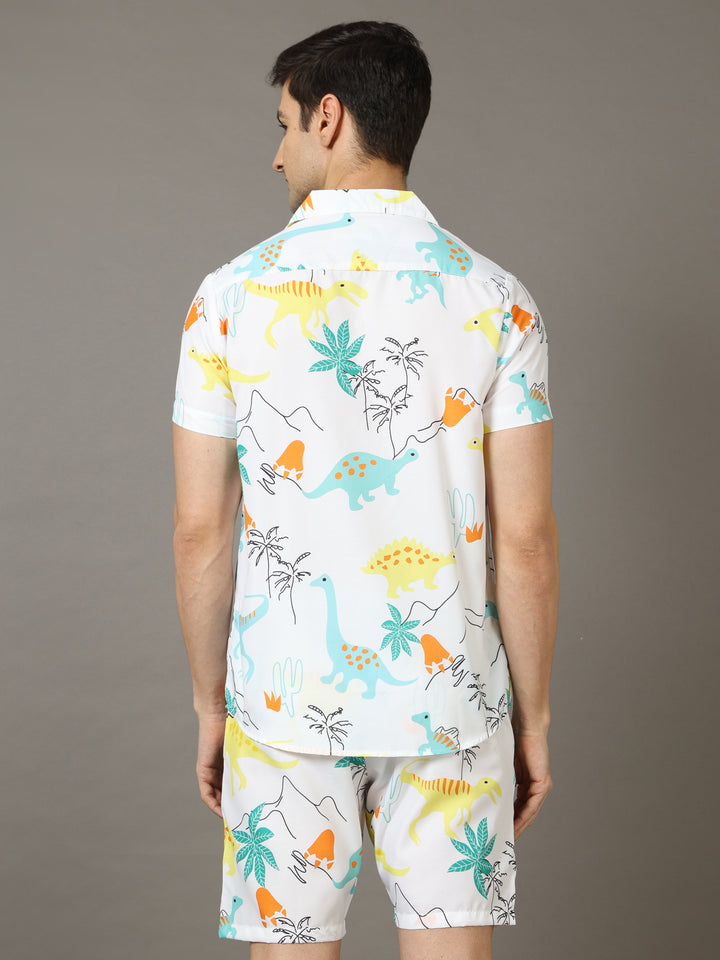 Funny Cartton White Co-Ords Regular Size Co-Ords Bushirt