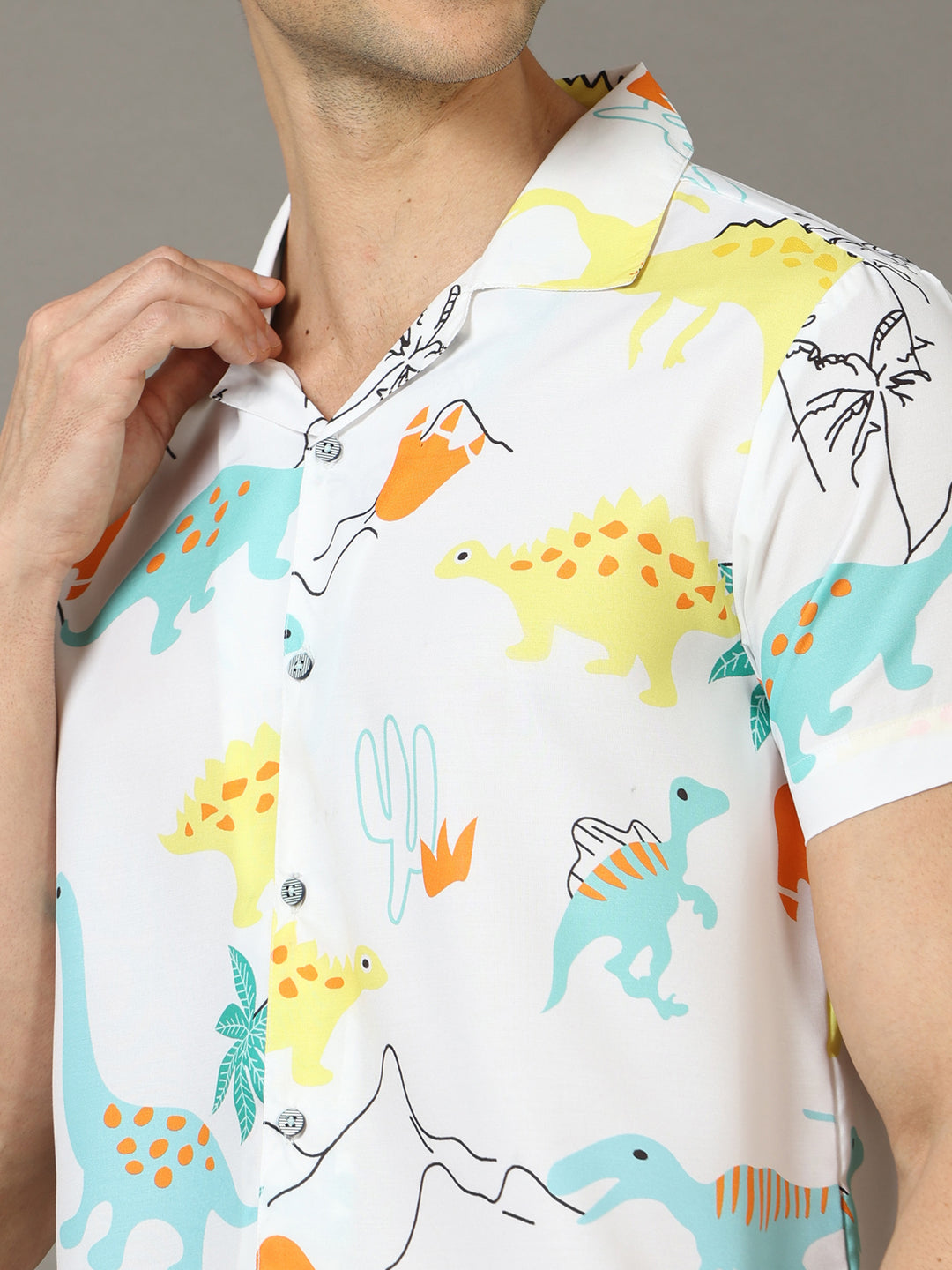 Funny Cartton White Co-Ords Regular Size Co-Ords Bushirt