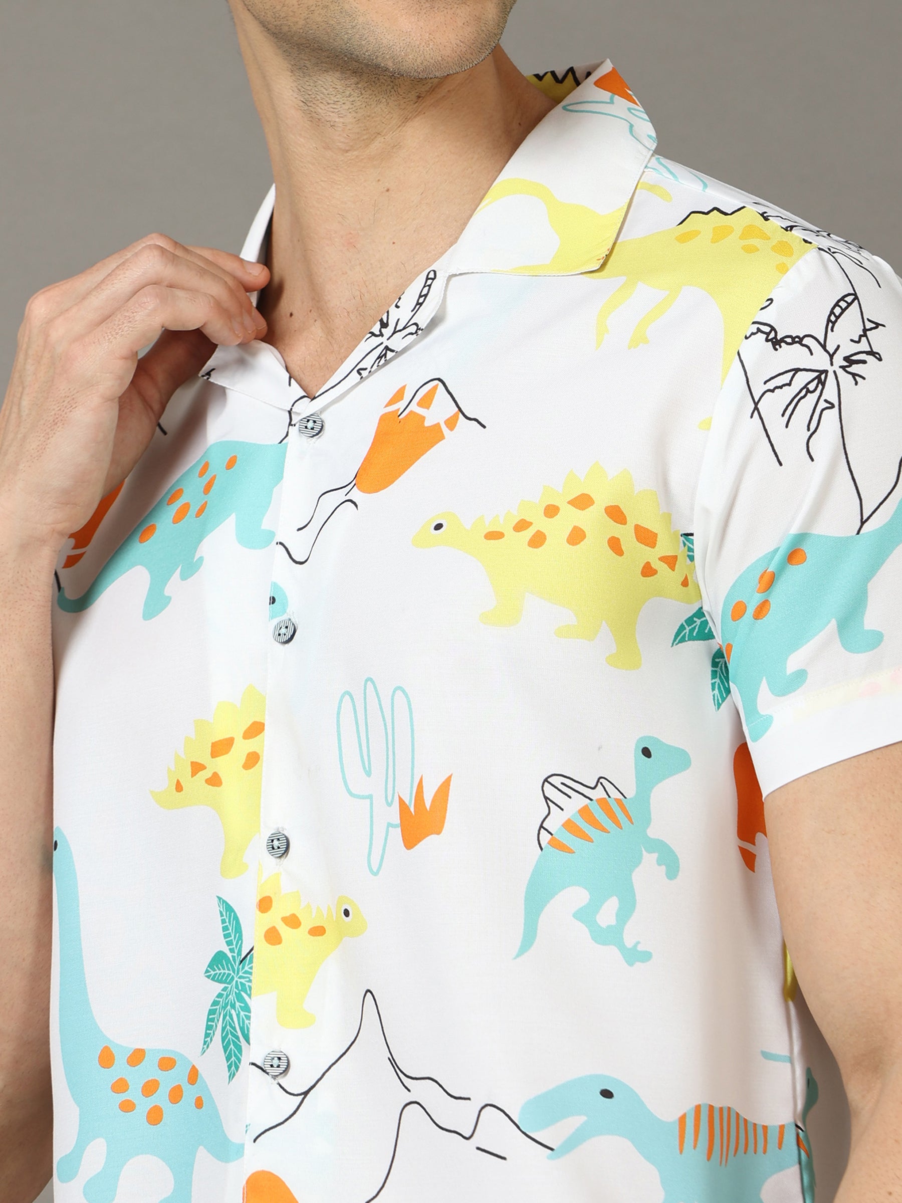 Funny Cartton White Co-Ords Co-Ords Bushirt
