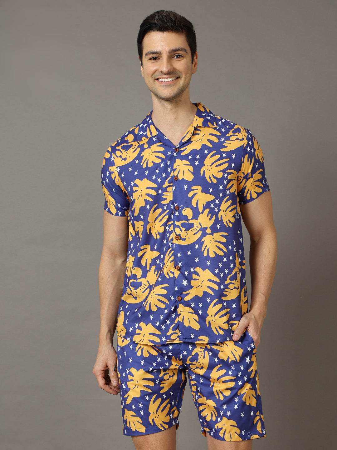 Delicosa Royal Blue Regular Size Co-Ords Bushirt