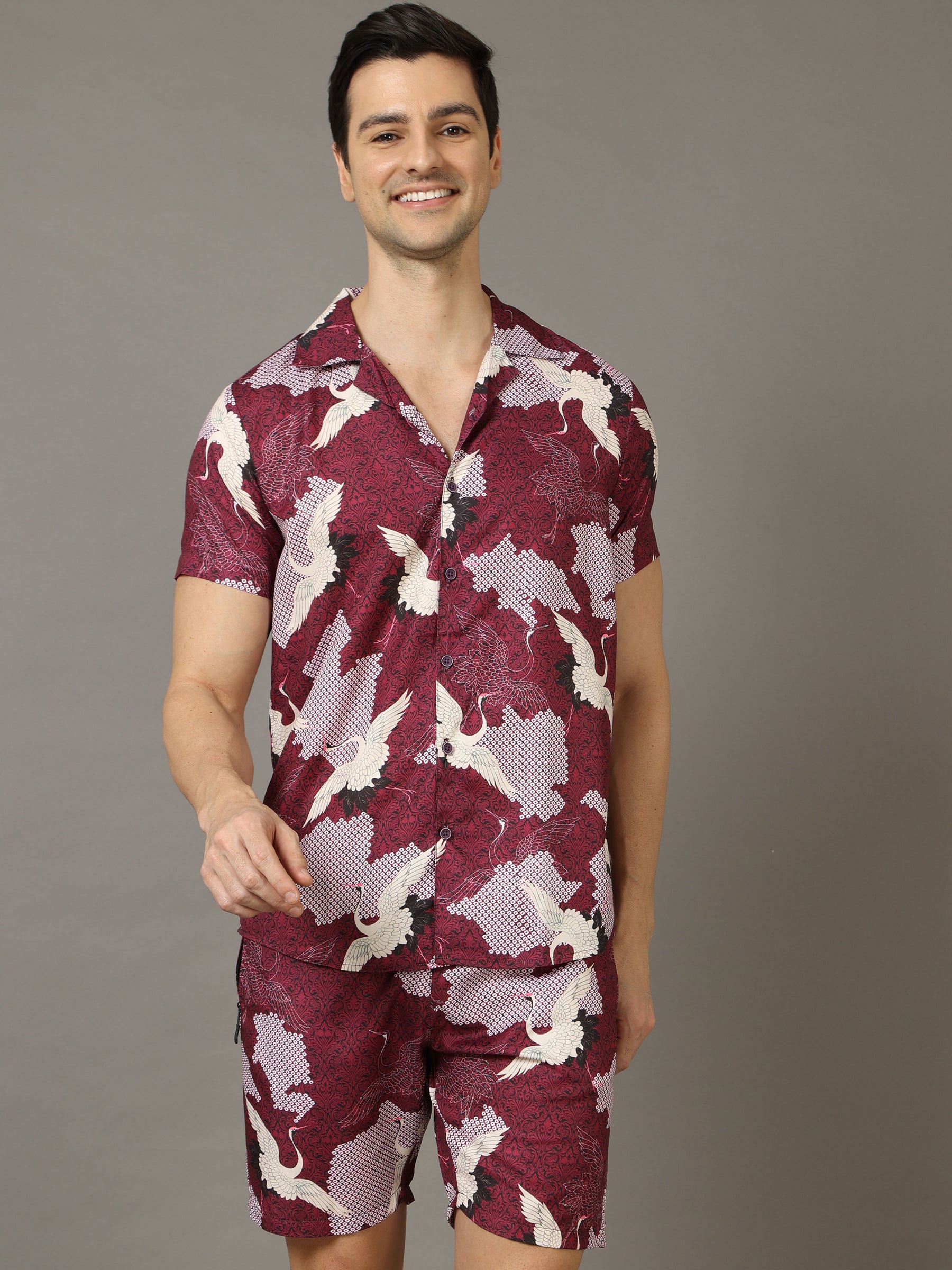 Flamingo Wine Co-Ords Co-Ords Bushirt