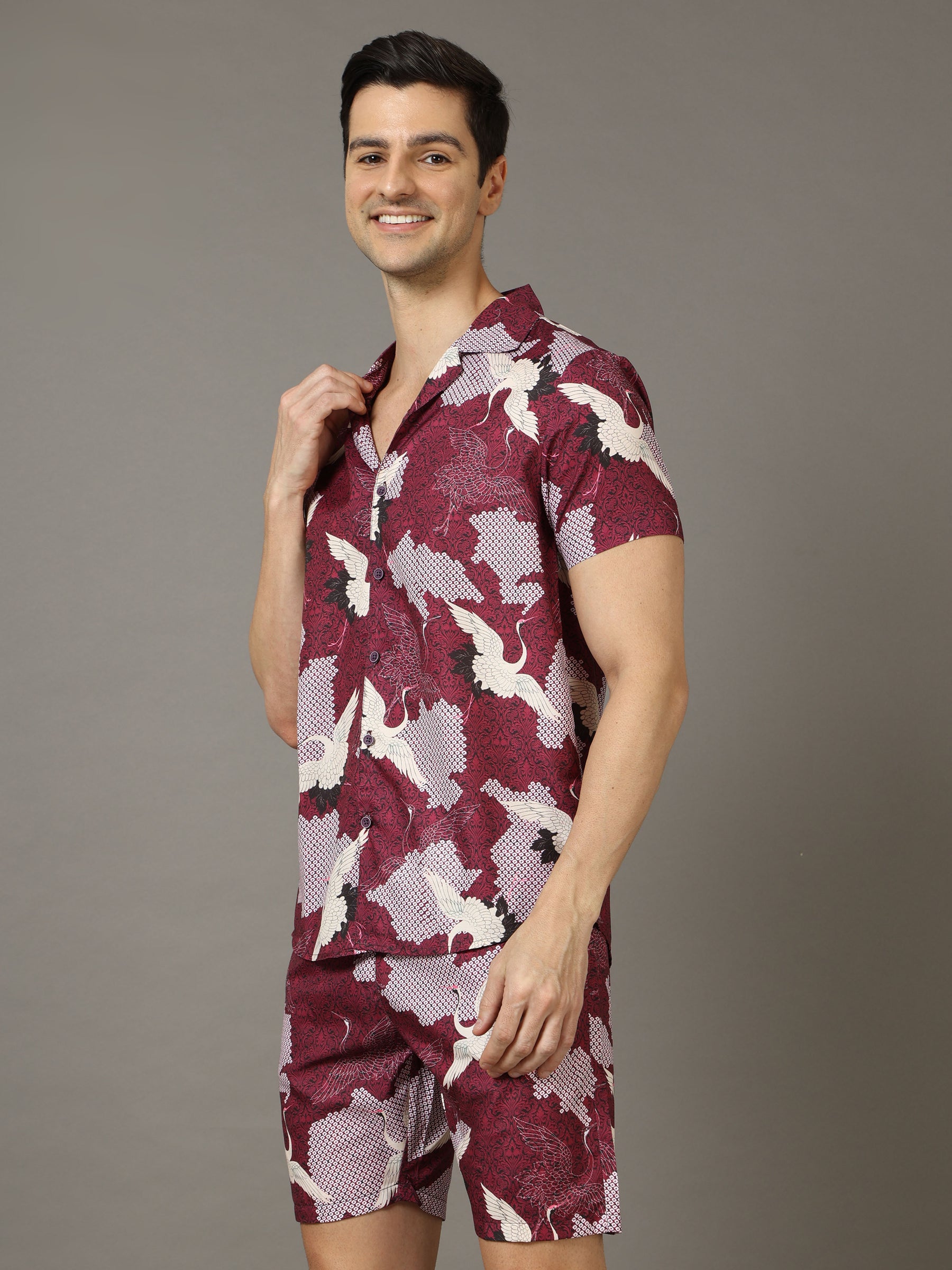 Flamingo Wine Co-Ords Co-Ords Bushirt