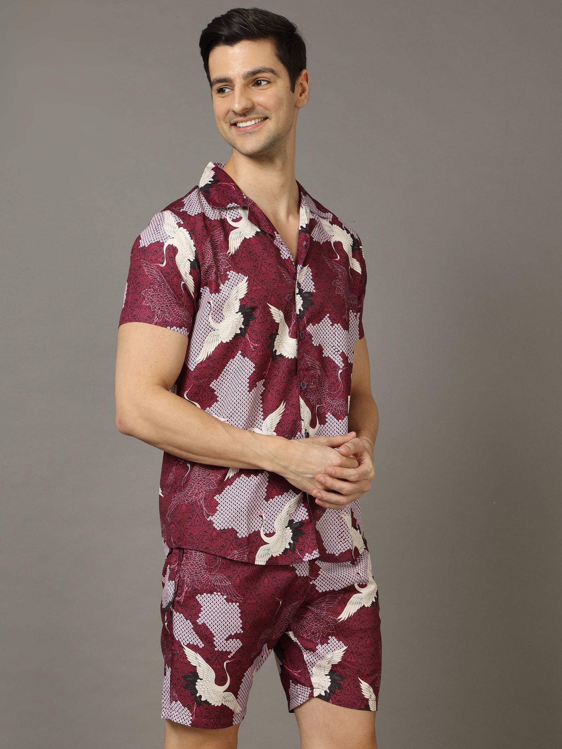 Flamingo Wine Co-Ords Co-Ords Bushirt