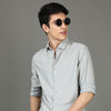 Herringbone Grey Stretch Shirt Solid Shirt Bushirt