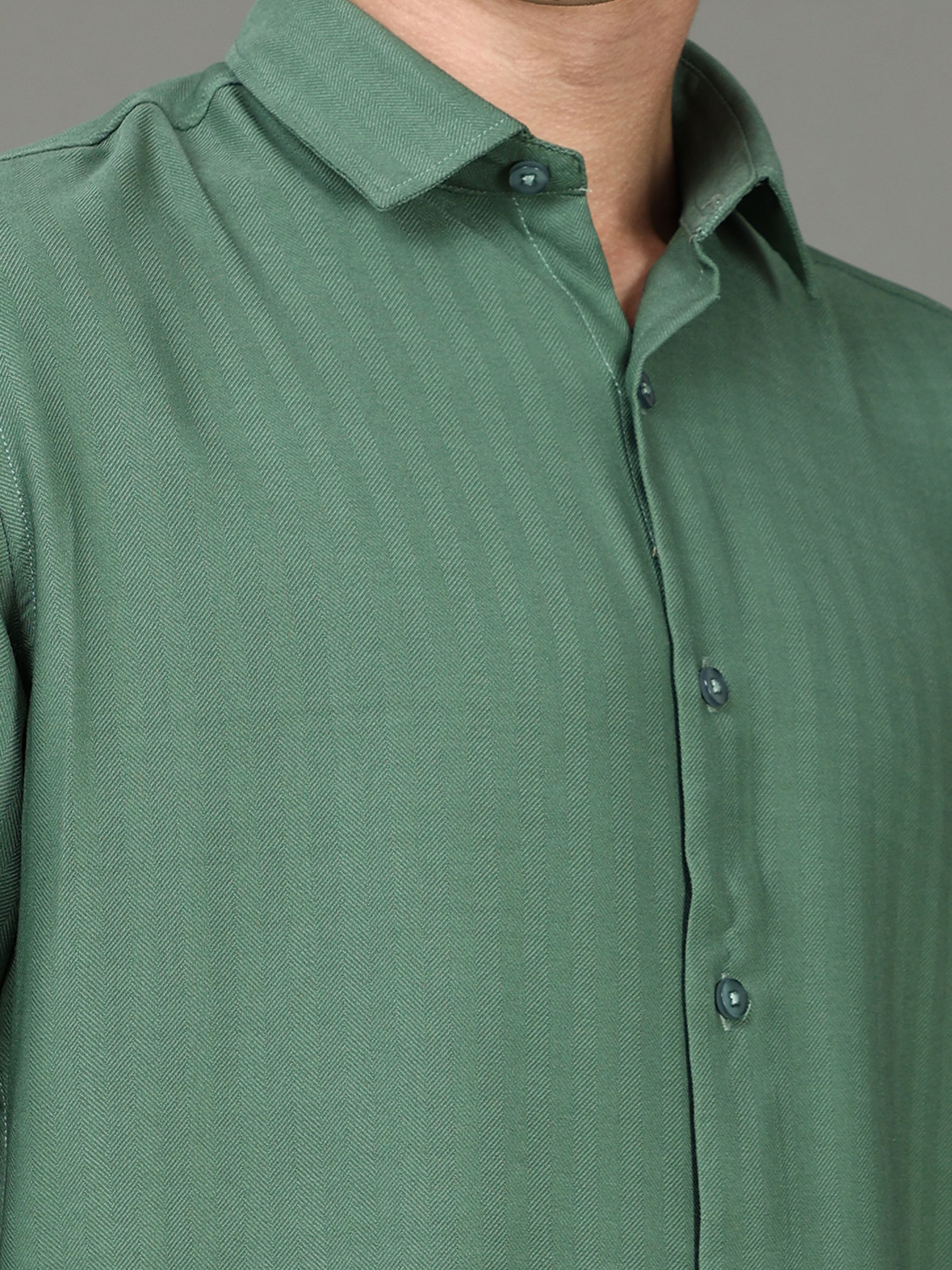 Herringbone Pine Stretch Shirt Solid Shirt Bushirt