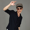 Herringbone Navy Blue Stretch Shirt Solid Shirt Bushirt