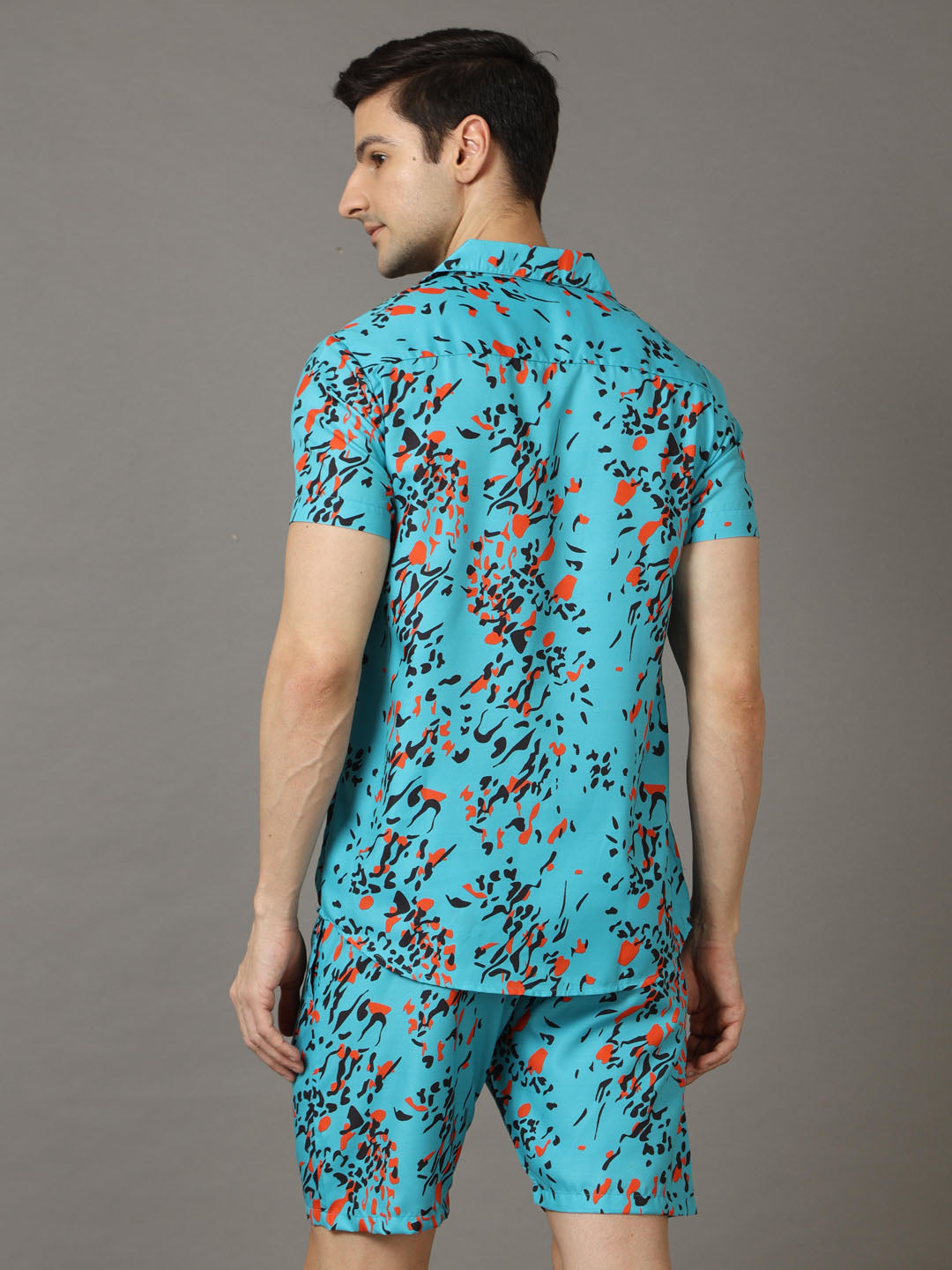 Teal Blue Printed Co-Ords Co-Ords Bushirt