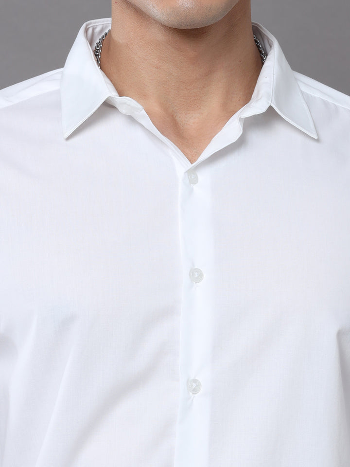 White Solid Shirt Solid Shirt Bushirt