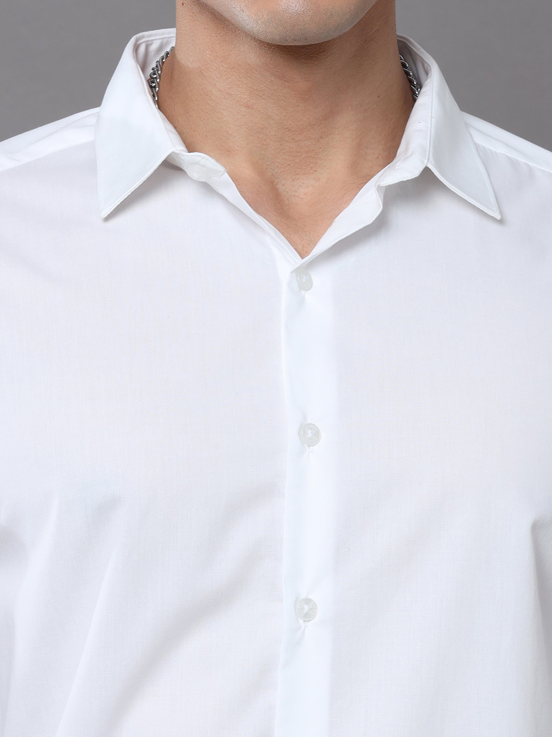 White Solid Shirt Solid Shirt Bushirt