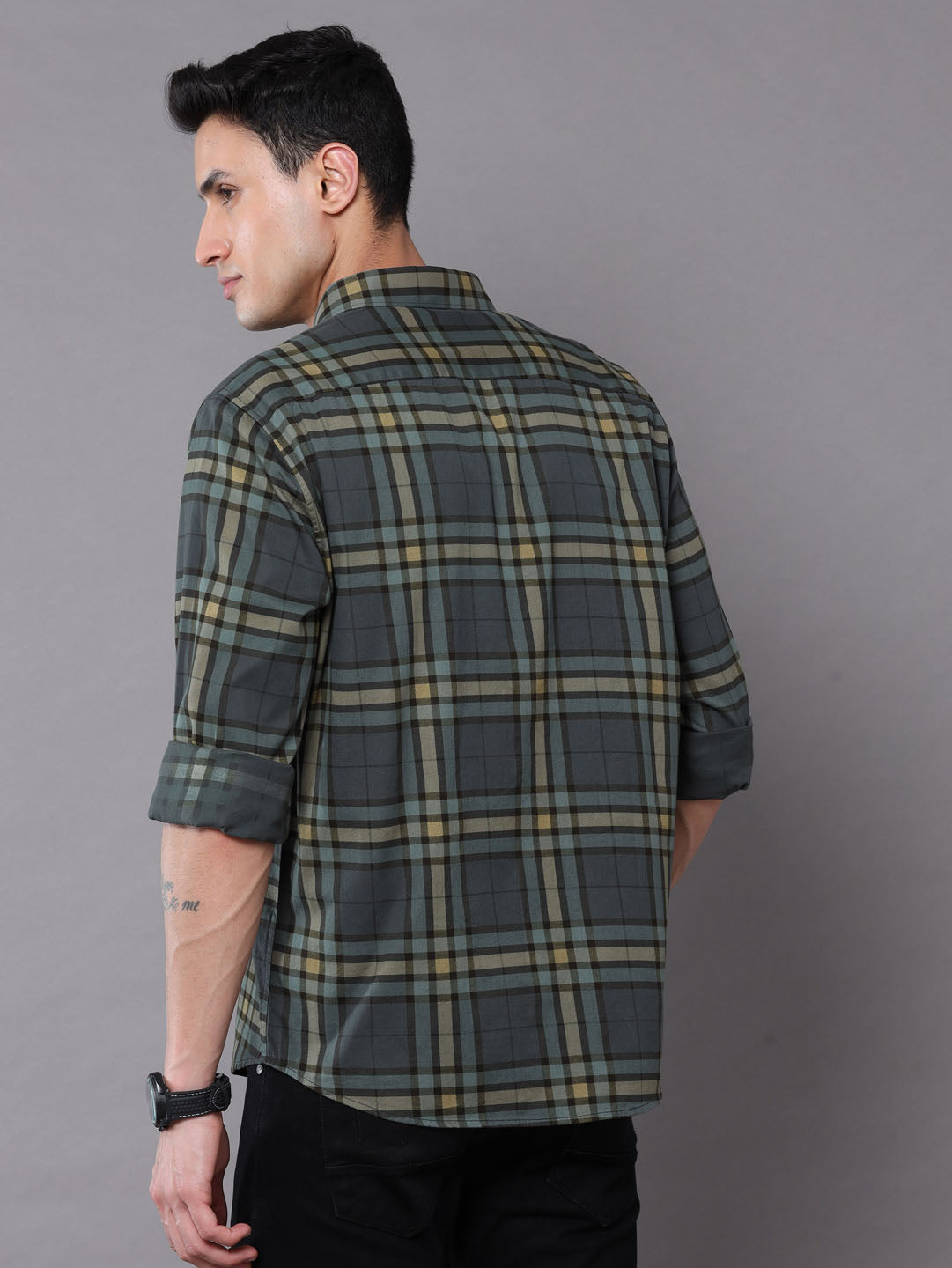 Rifle Green Checks Shirt Checks Shirt Bushirt