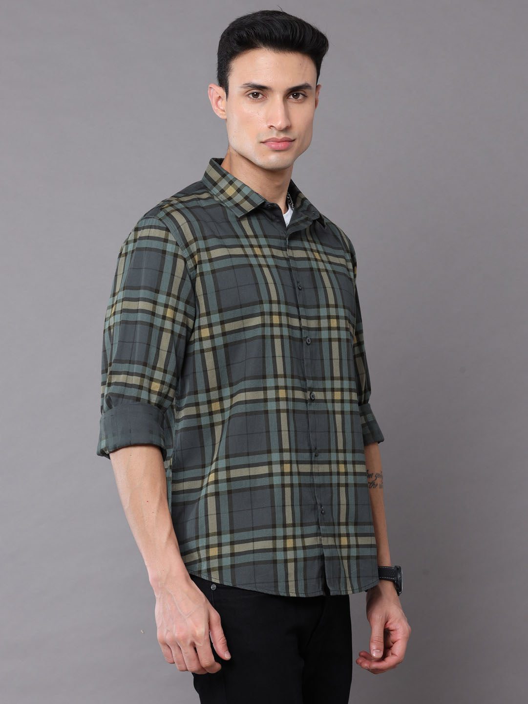Rifle Green Checks Shirt Checks Shirt Bushirt