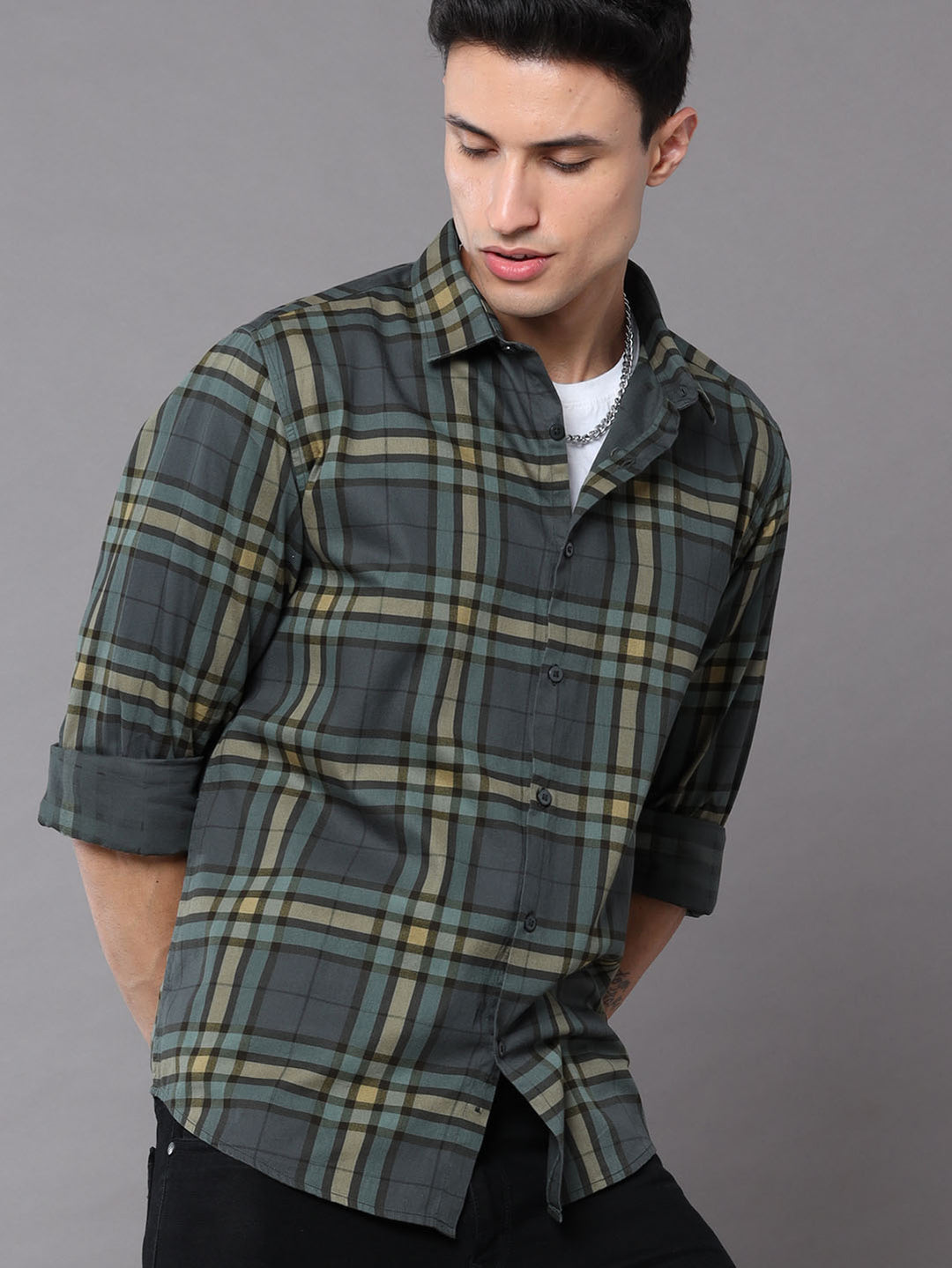 Rifle Green Checks Shirt Checks Shirt Bushirt