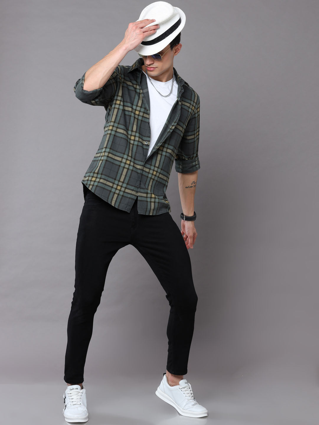 Rifle Green Checks Shirt Checks Shirt Bushirt