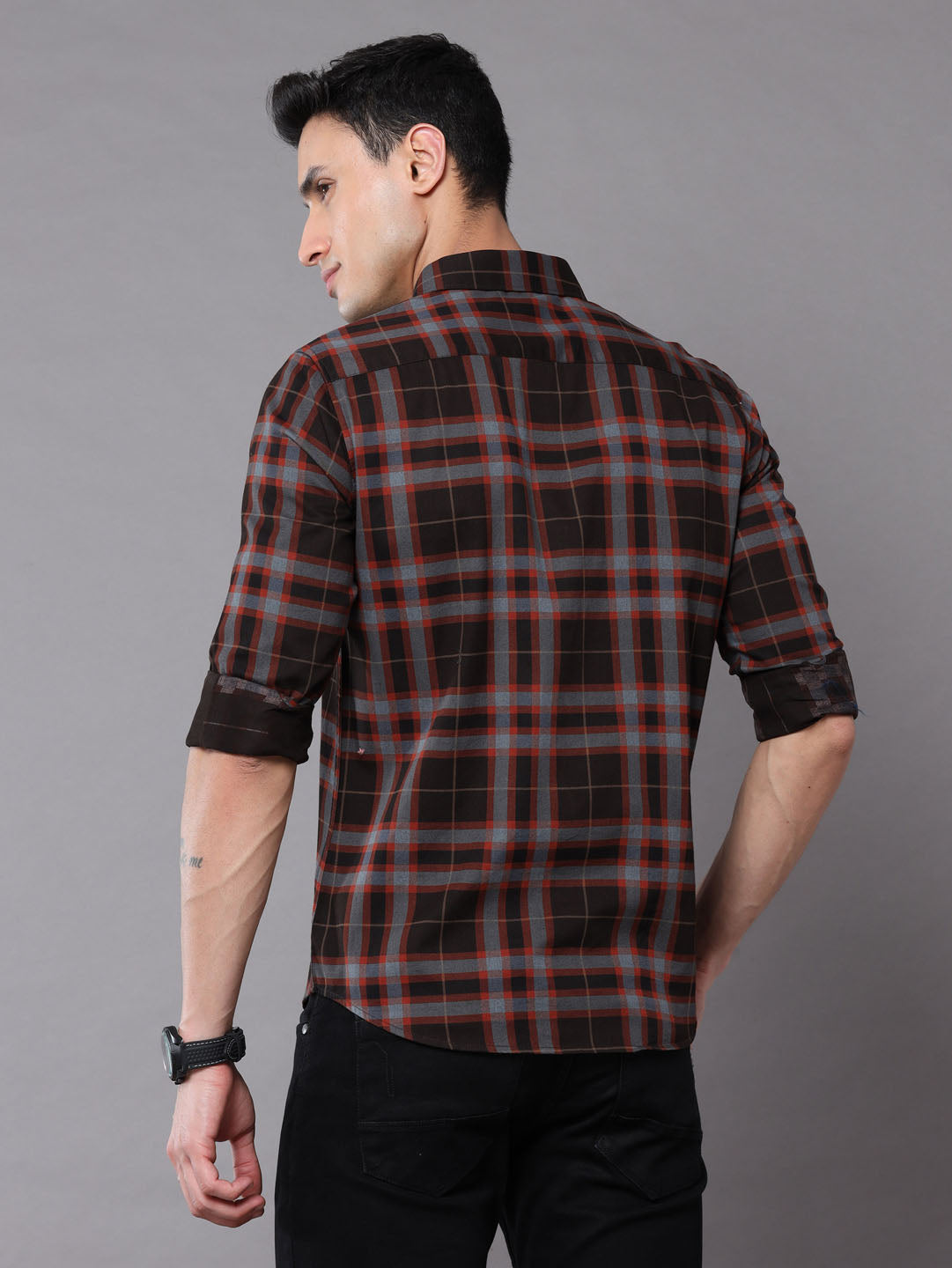 Taupe Checks Shirt Checks Shirt Bushirt