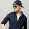 Navy Blue Solid Shirt Solid Shirt Bushirt