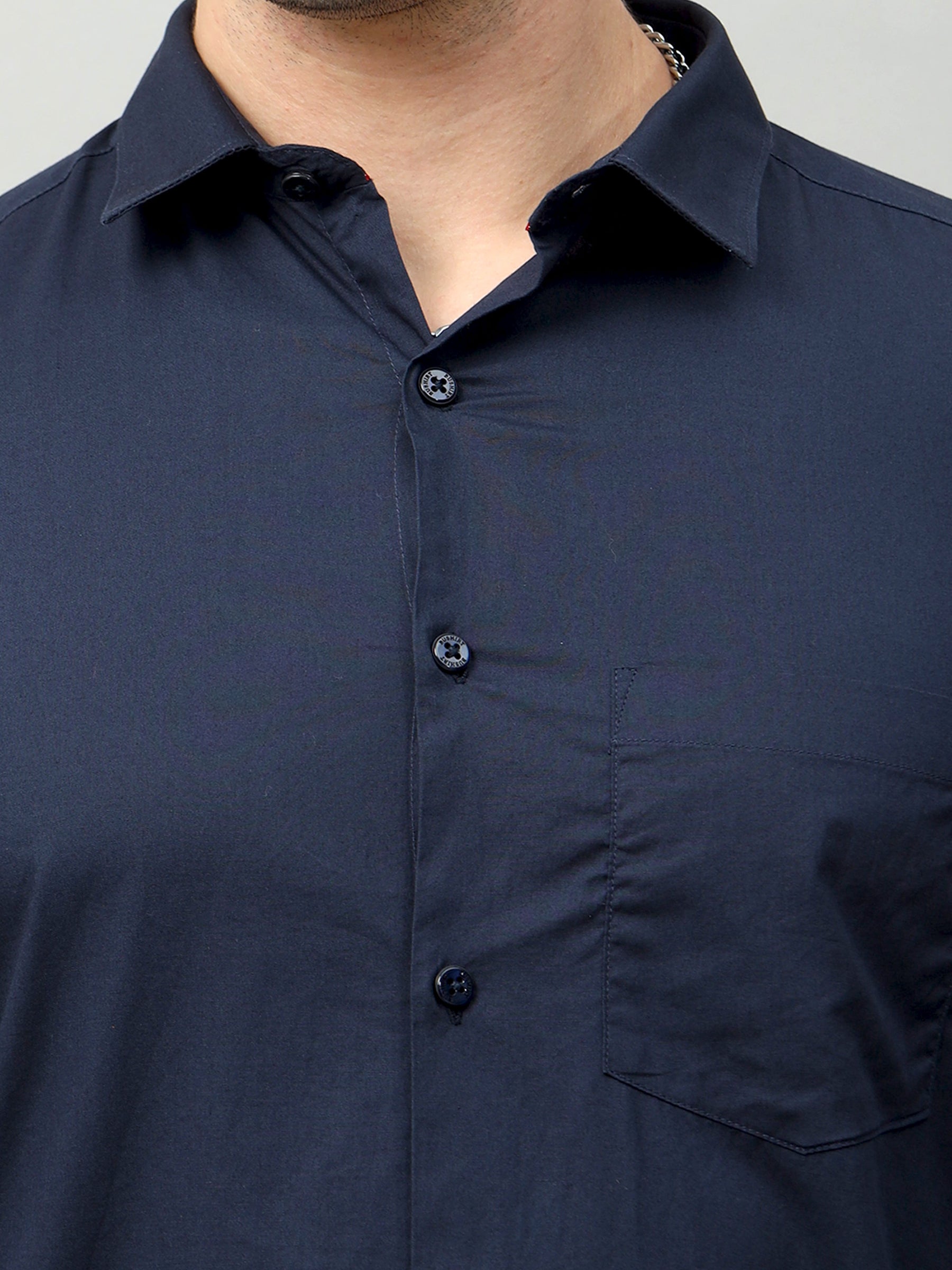 Navy Blue Solid Shirt Solid Shirt Bushirt