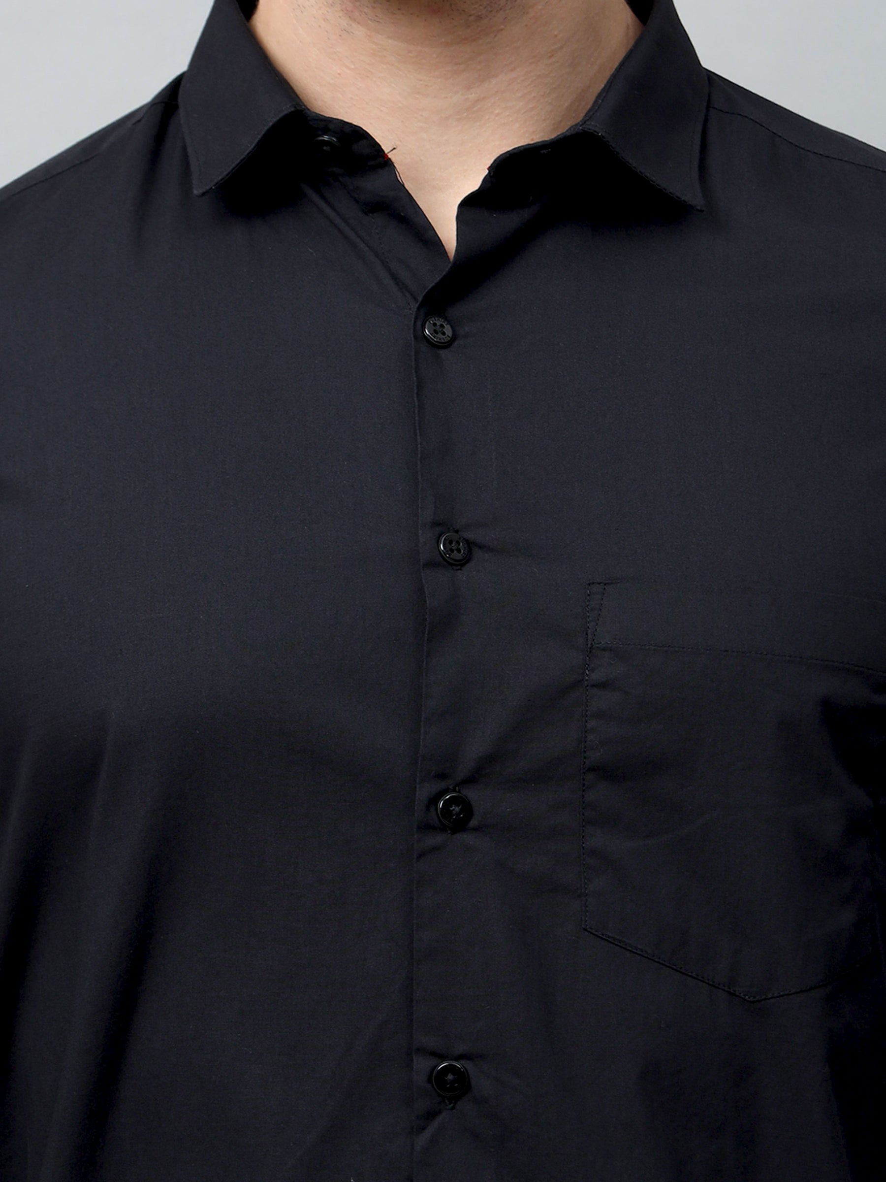 Black Solid Shirt Solid Shirt Bushirt