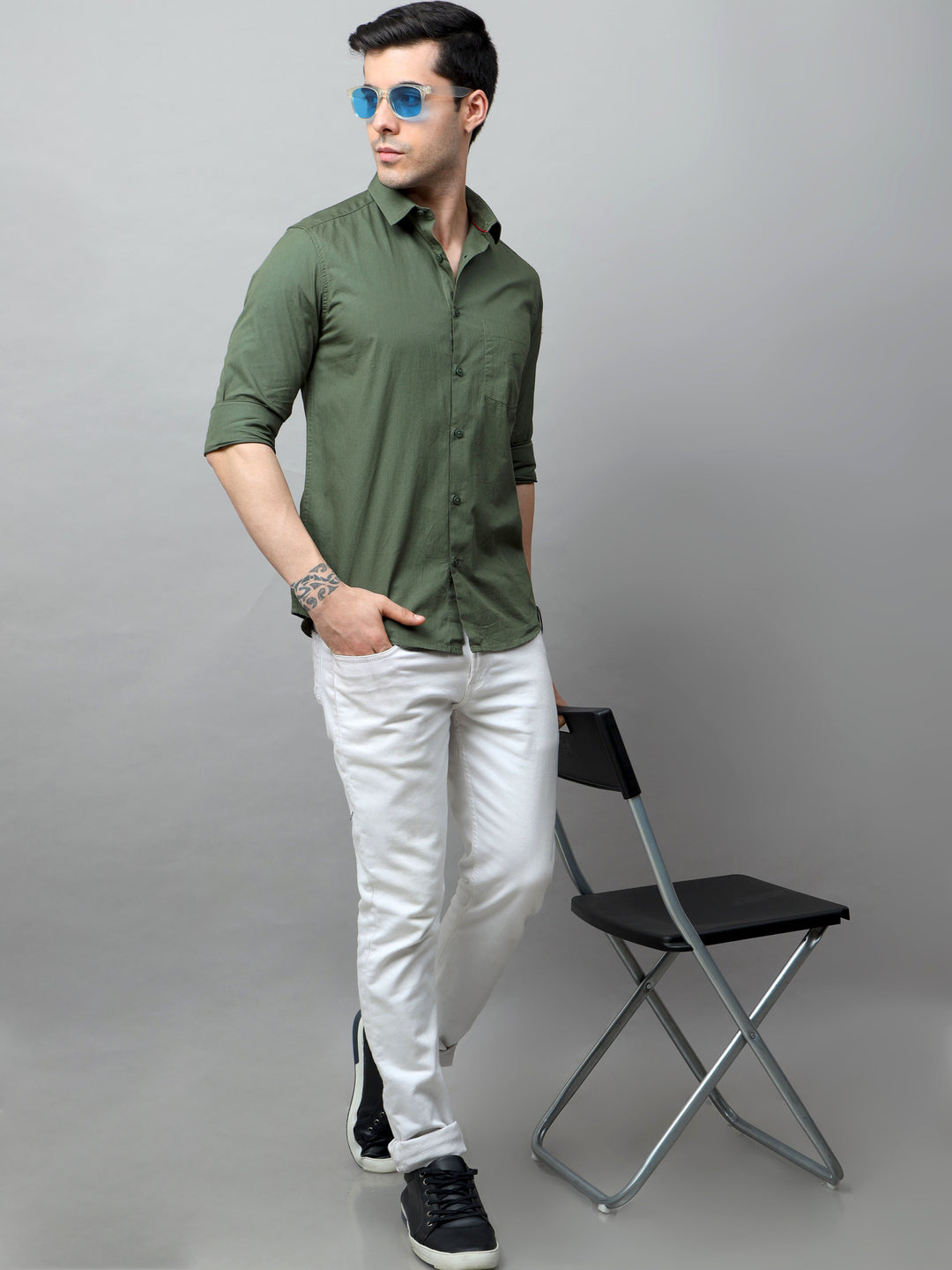 Pine Green Solid Shirt Solid Shirt Bushirt