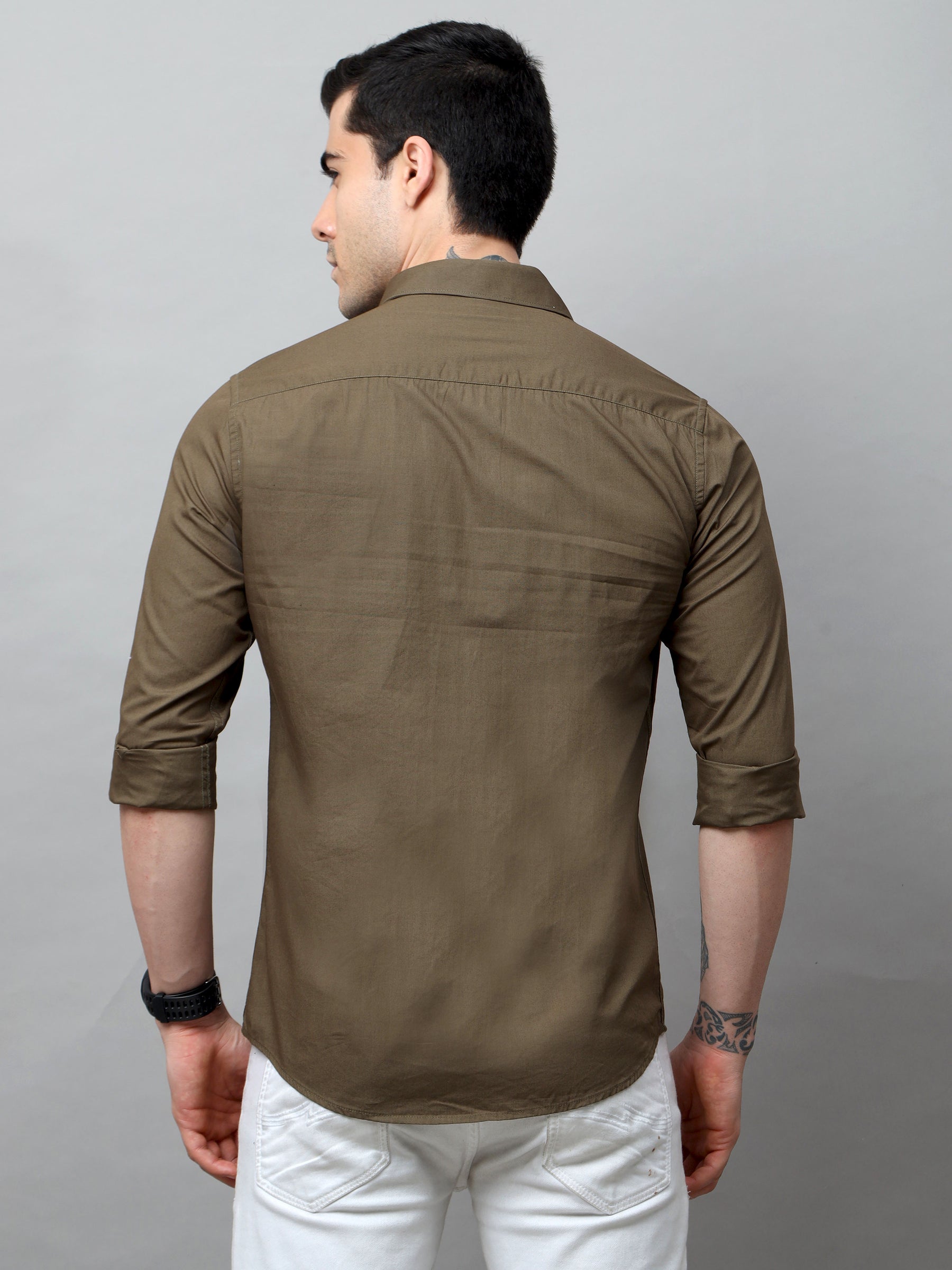 Moss Green Solid Shirt Solid Shirt Bushirt