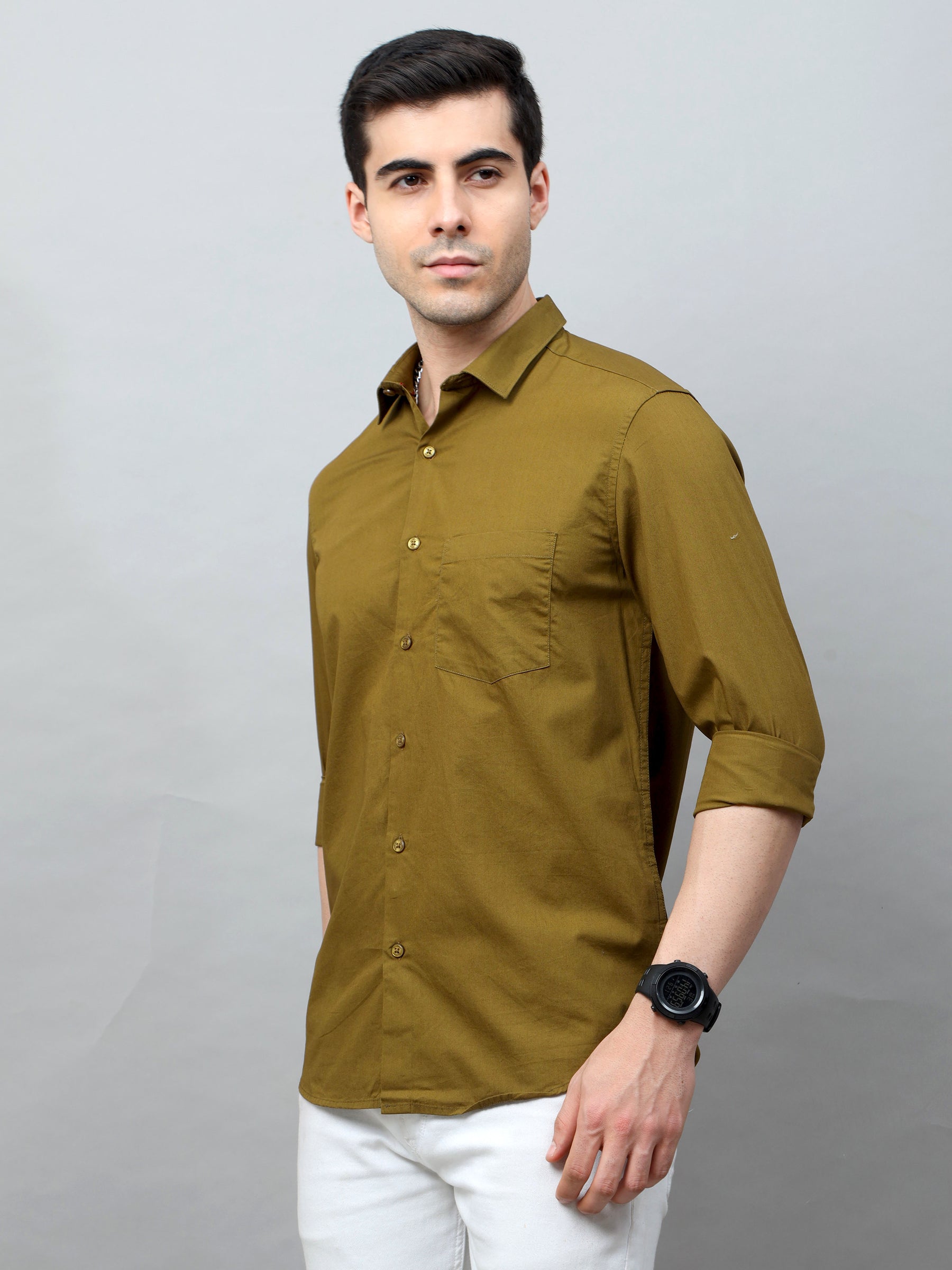 Fern Green Solid Shirt Solid Shirt Bushirt
