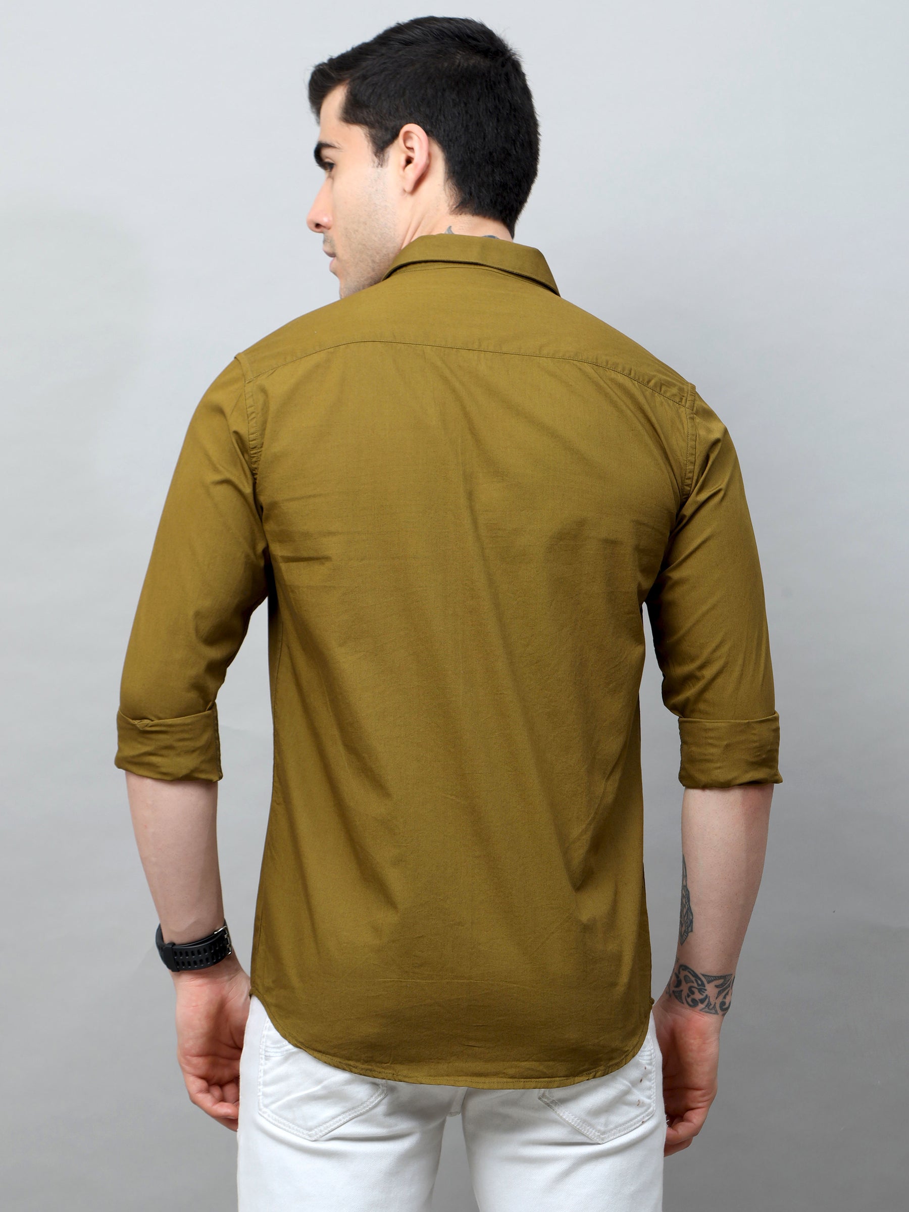 Fern Green Solid Shirt Solid Shirt Bushirt
