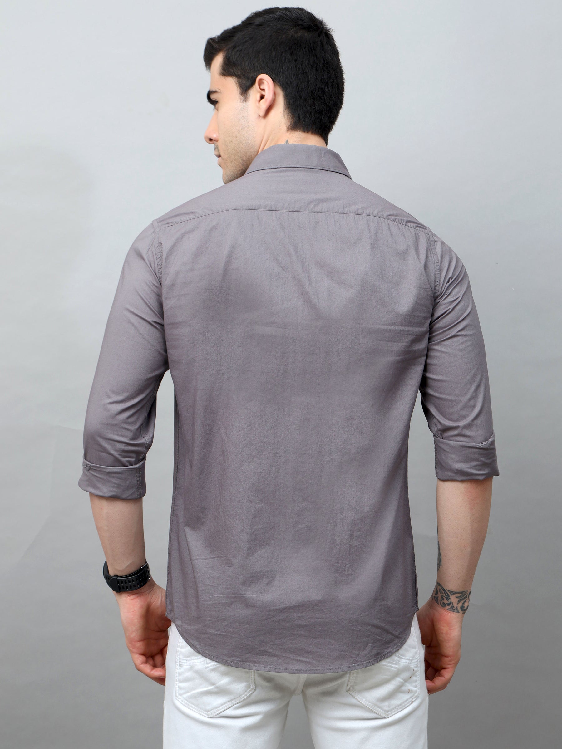Fog Grey Solid Shirt Solid Shirt Bushirt