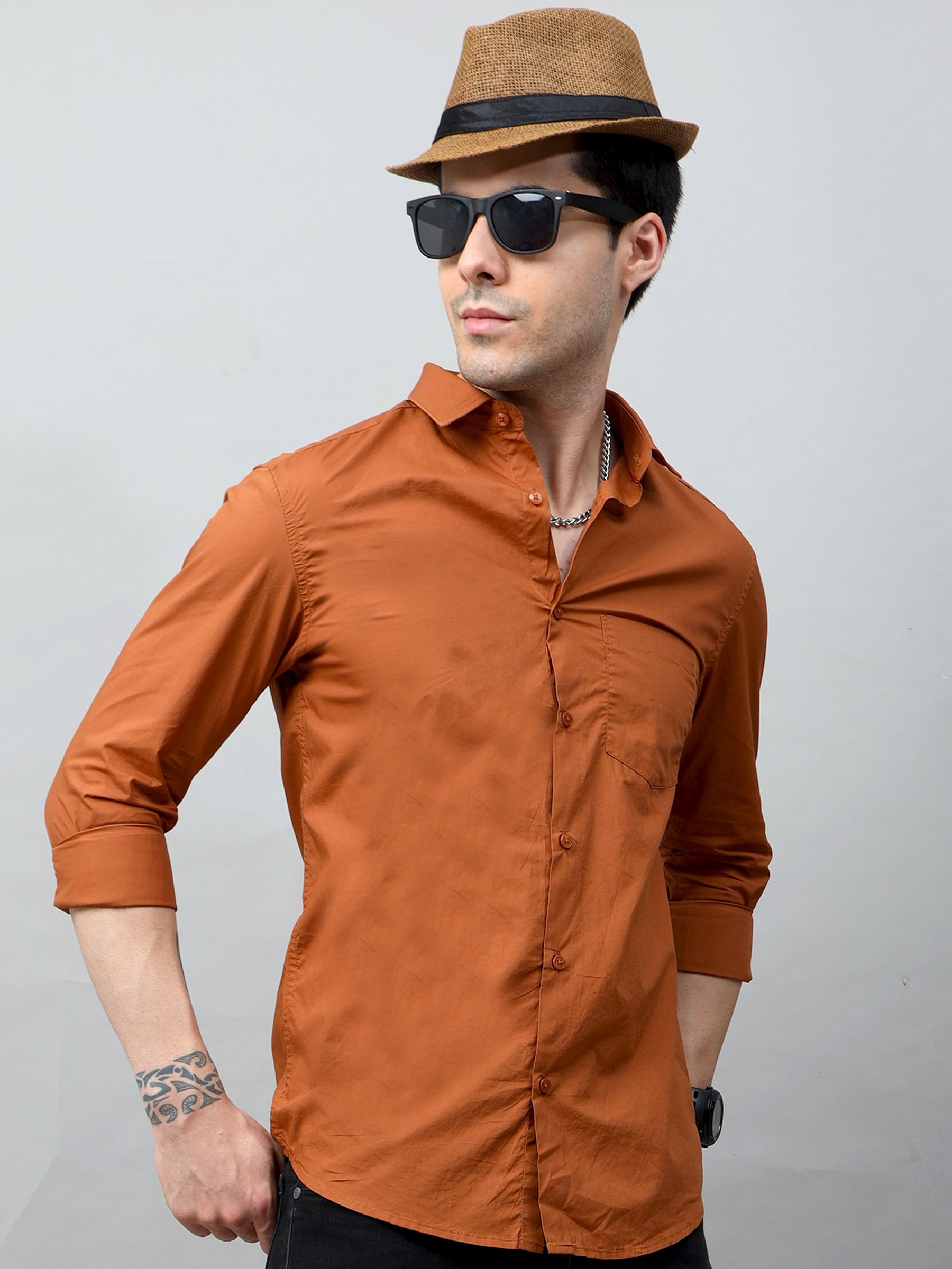 Bronze Solid Shirt Solid Shirt Bushirt