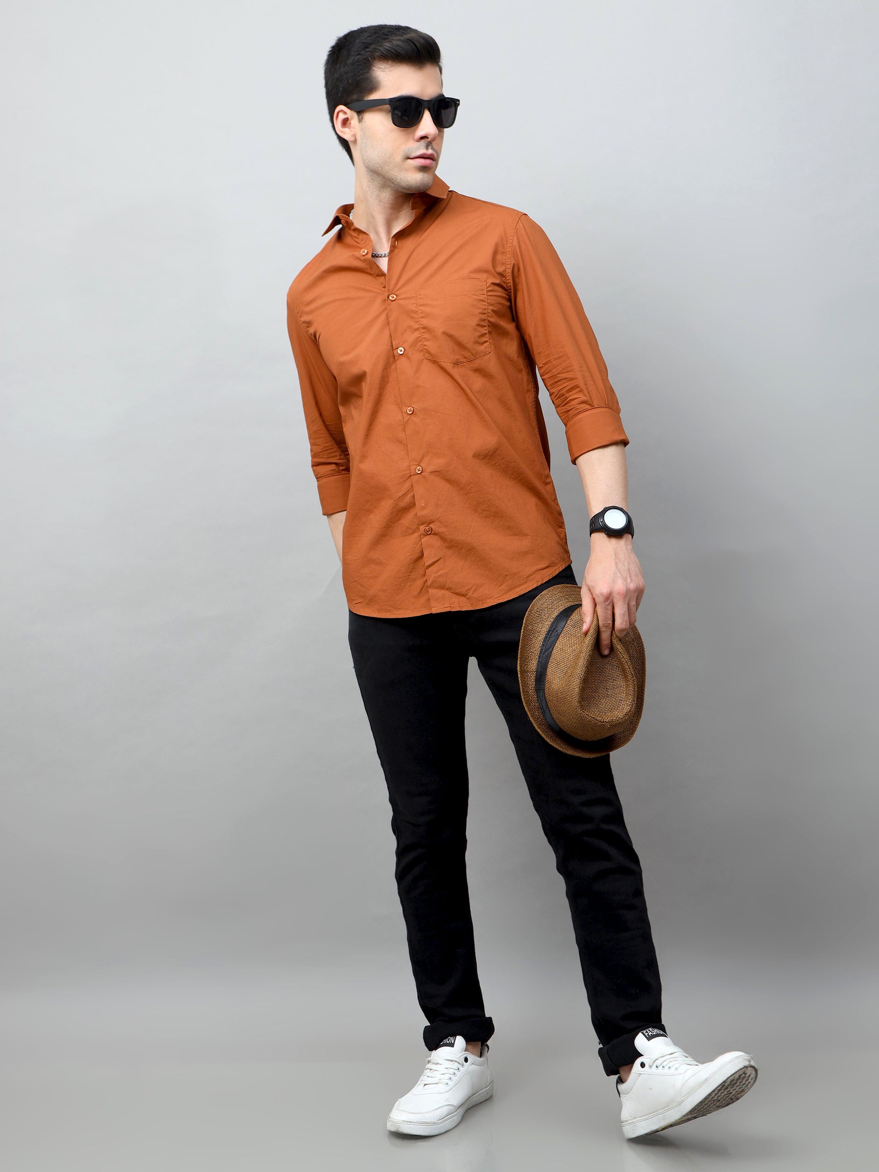 Bronze Solid Shirt Solid Shirt Bushirt