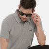 Grey Mélange Polo Neck T-Shirt Polo Tees Bushirt