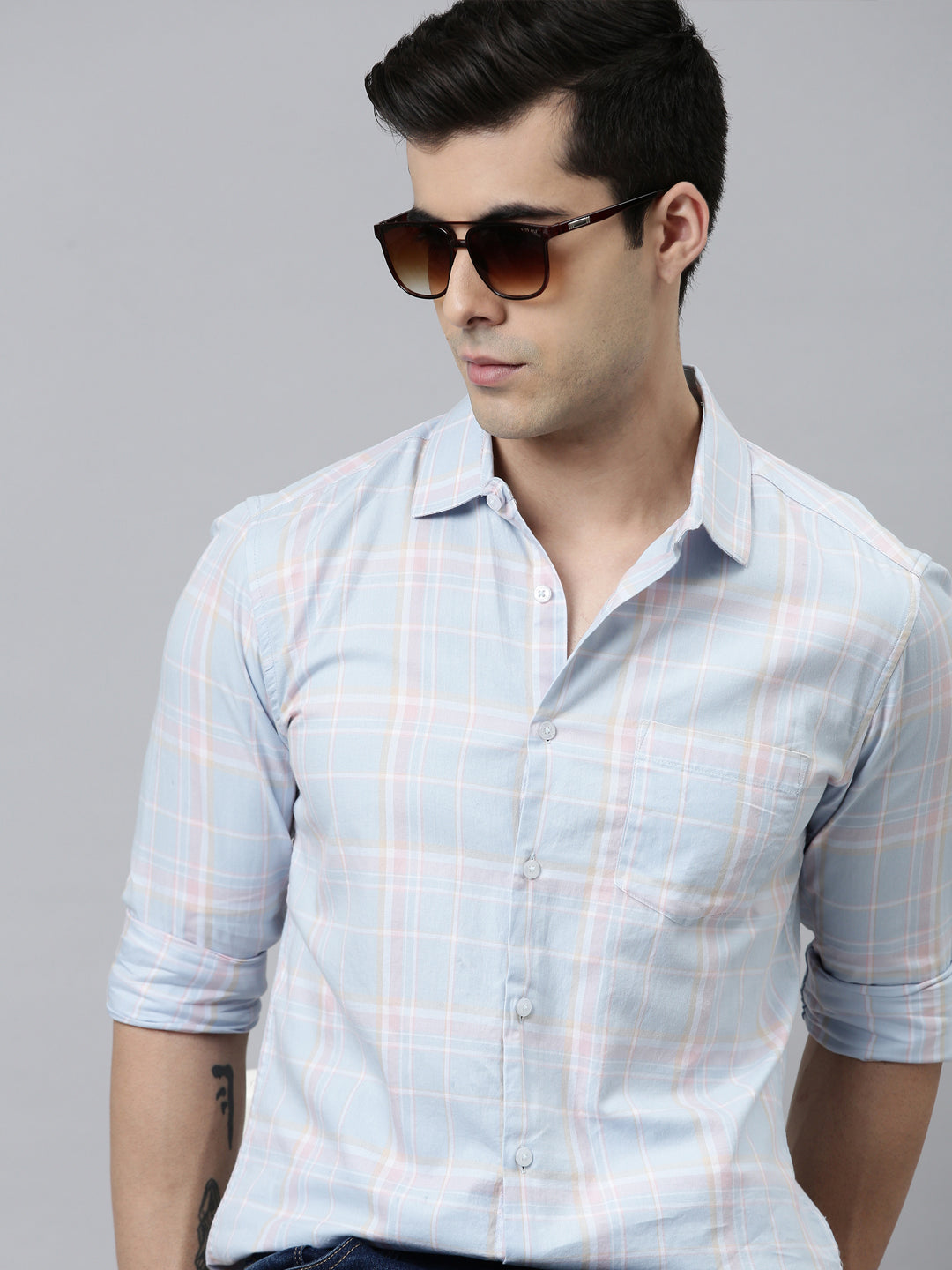 Heritage Light Blue Checks Shirt Checks Shirt Bushirt