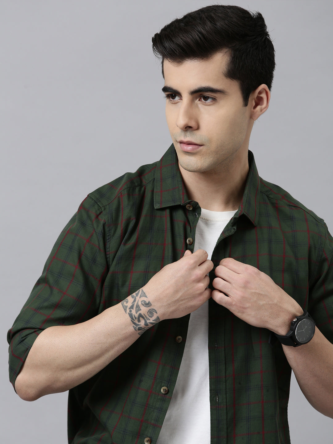 Buy Stylish Green Check Shirt Online at Great Price – Bushirt