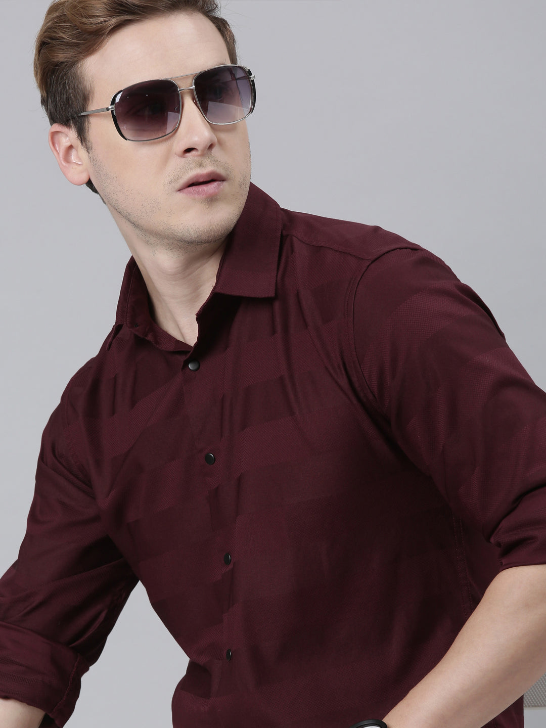 Maroon Solid Shirt Solid Shirt Bushirt