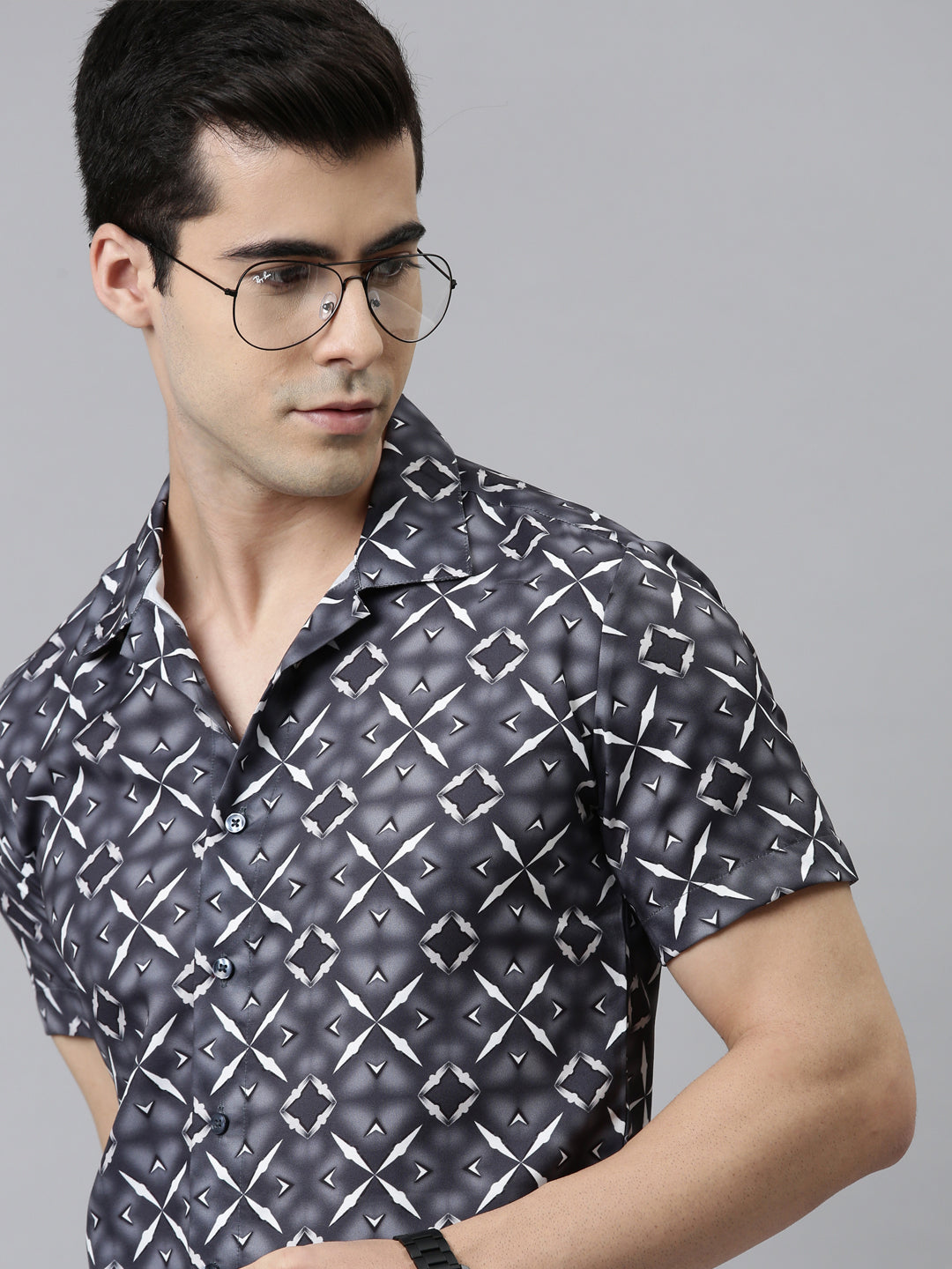 Tribe Grey Shirt Printed Shirt Bushirt