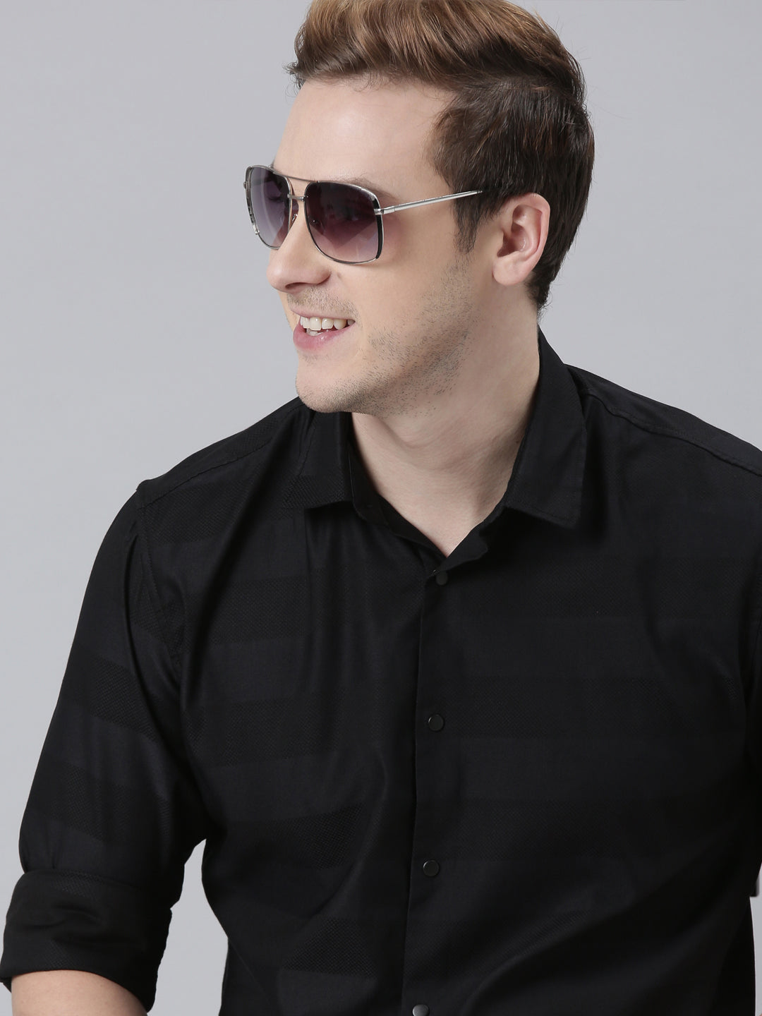 Black Solid Shirt Solid Shirt Bushirt