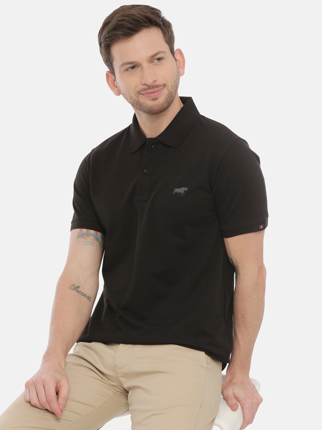 Black Polo Neck T-Shirt Polo Tees Bushirt