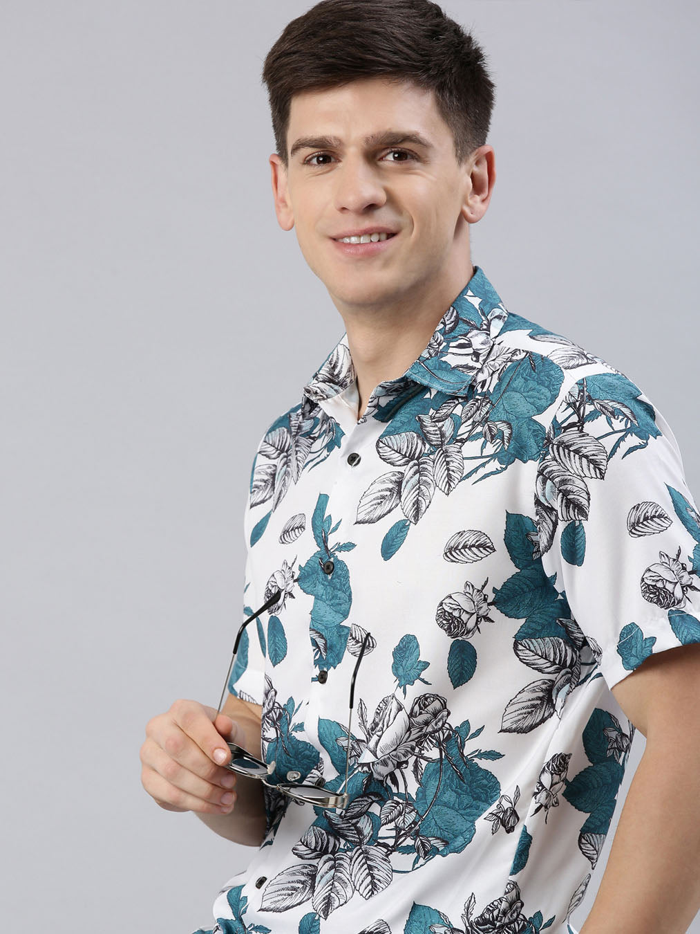 Peace Rose White Shirt Printed Shirt Bushirt